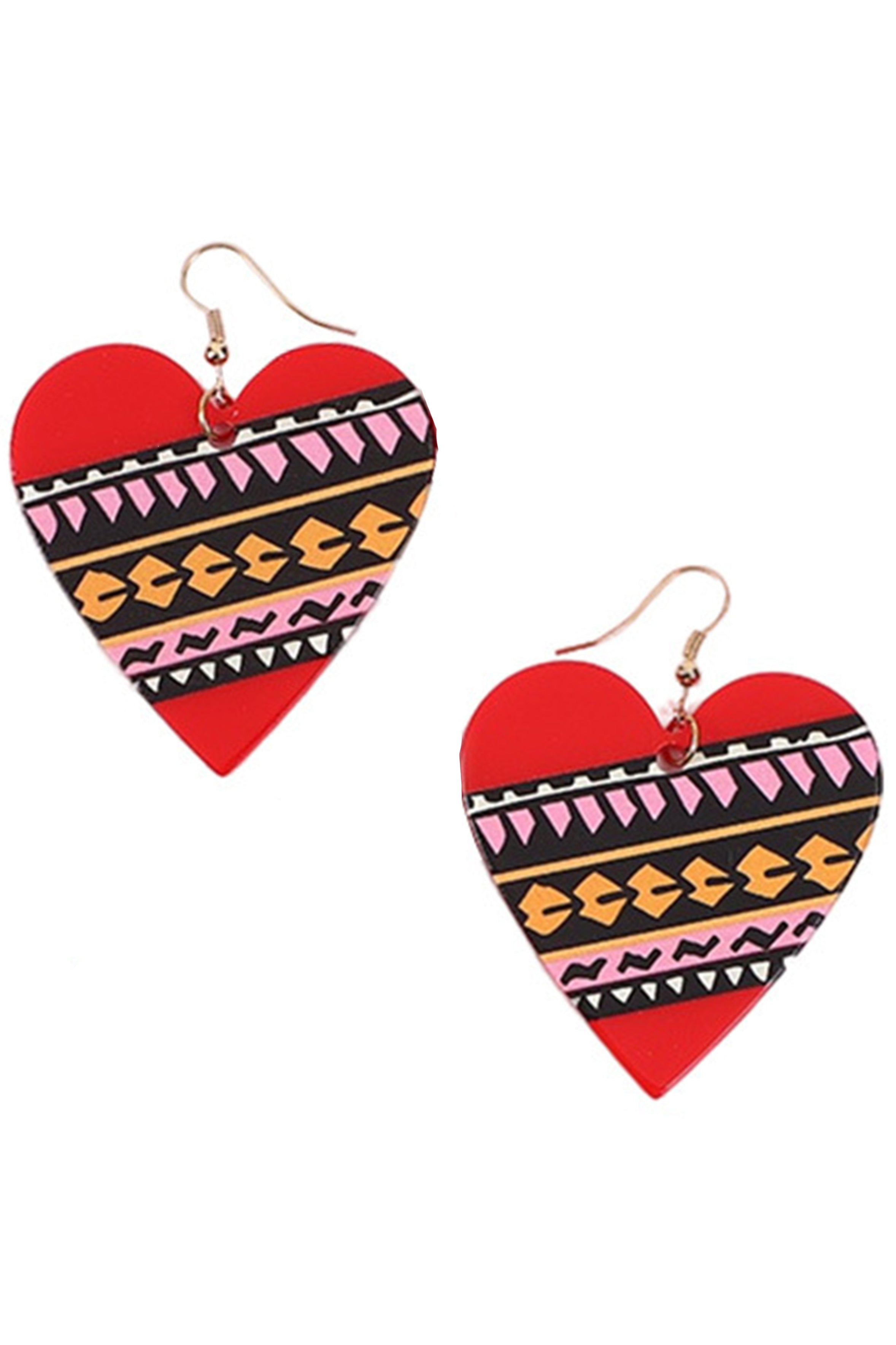 Pendientes acrílicos con corazón impreso E7638