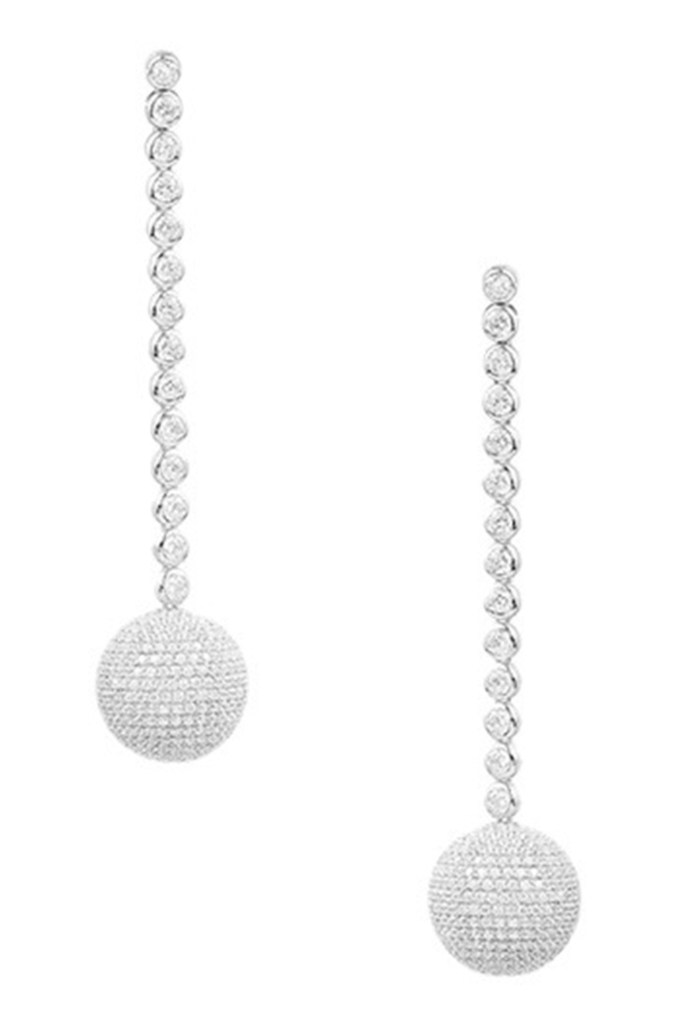 Pendientes de circonitas cúbicas con cadena de bolas E7664