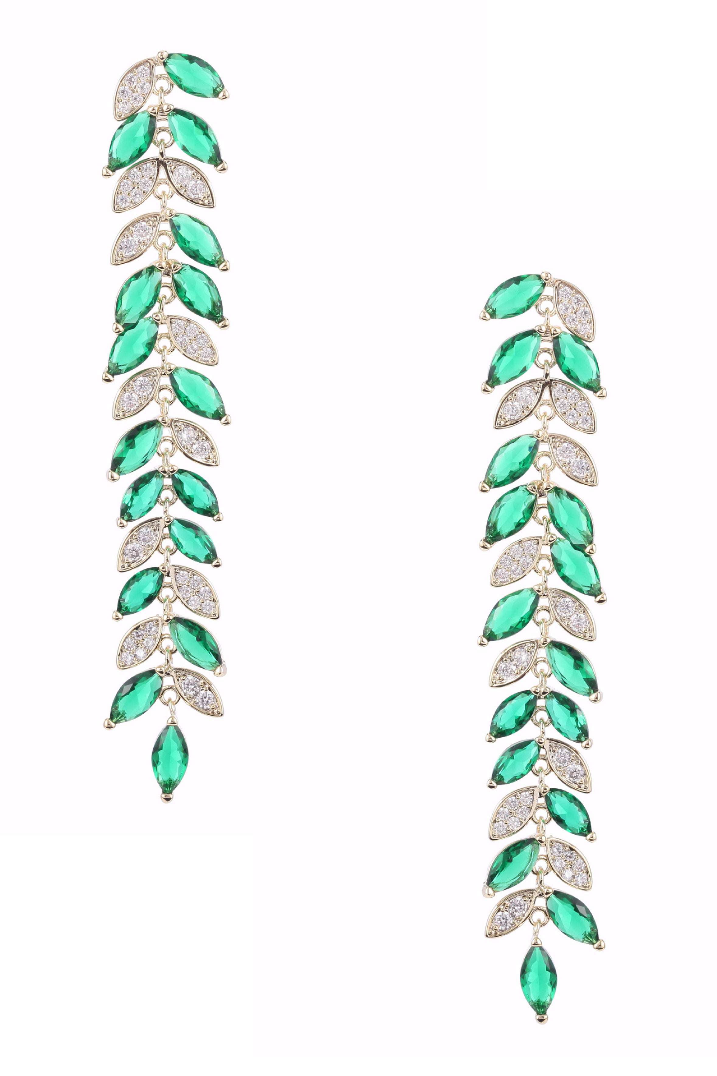 Pendientes de circonita cúbica con borlas de hojas E7674