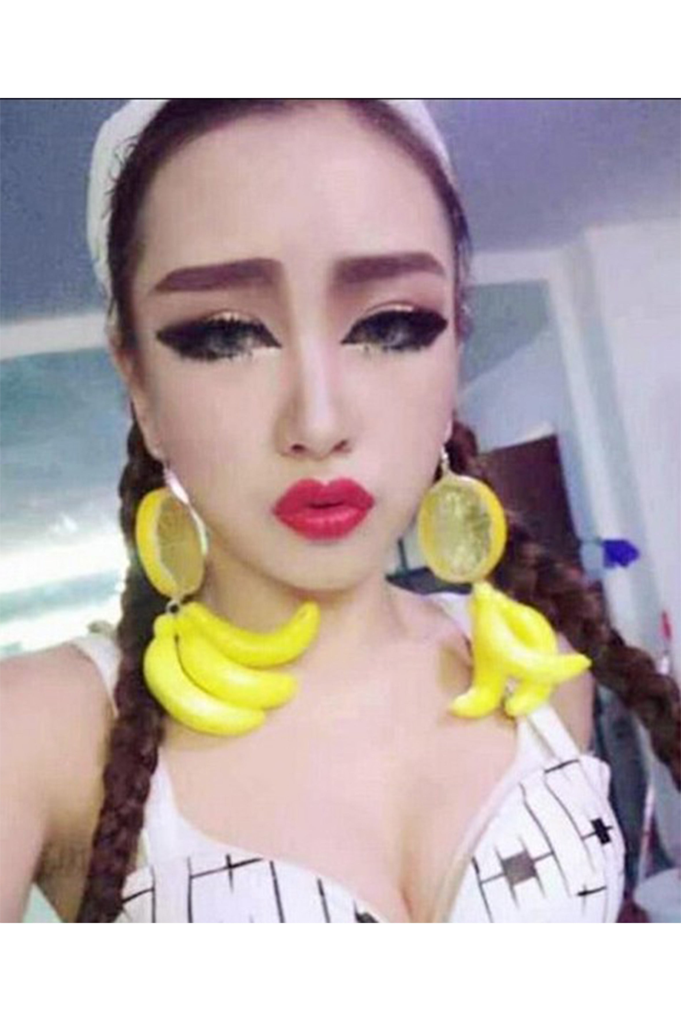 Pendientes acrílicos de limón y plátano E7724