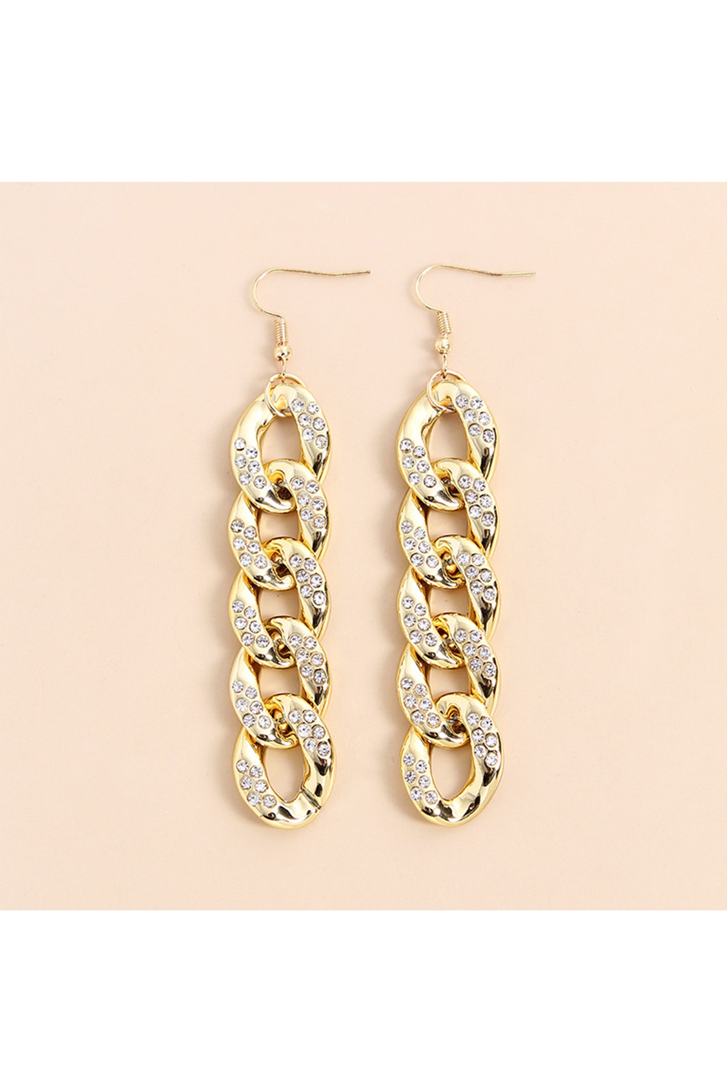 Pendientes de cadena con diamantes de imitación E7741