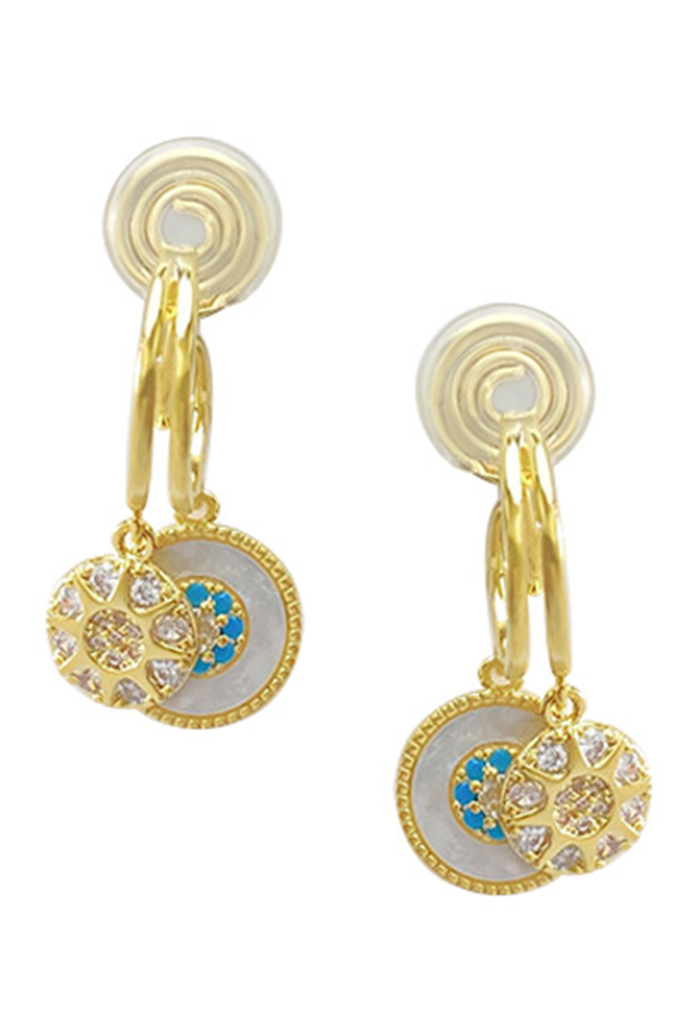 Pendientes de clip con circonita cúbica y forma de disco de copo de nieve E7797