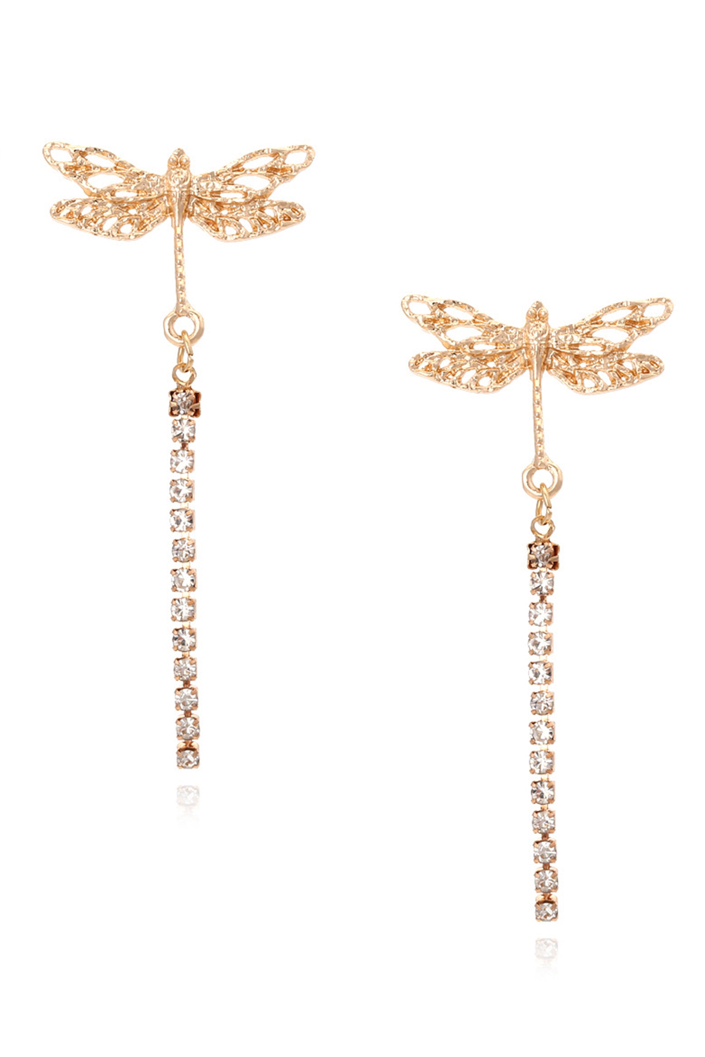 Dragonfly Rhinestone Tassel Earrings E7803