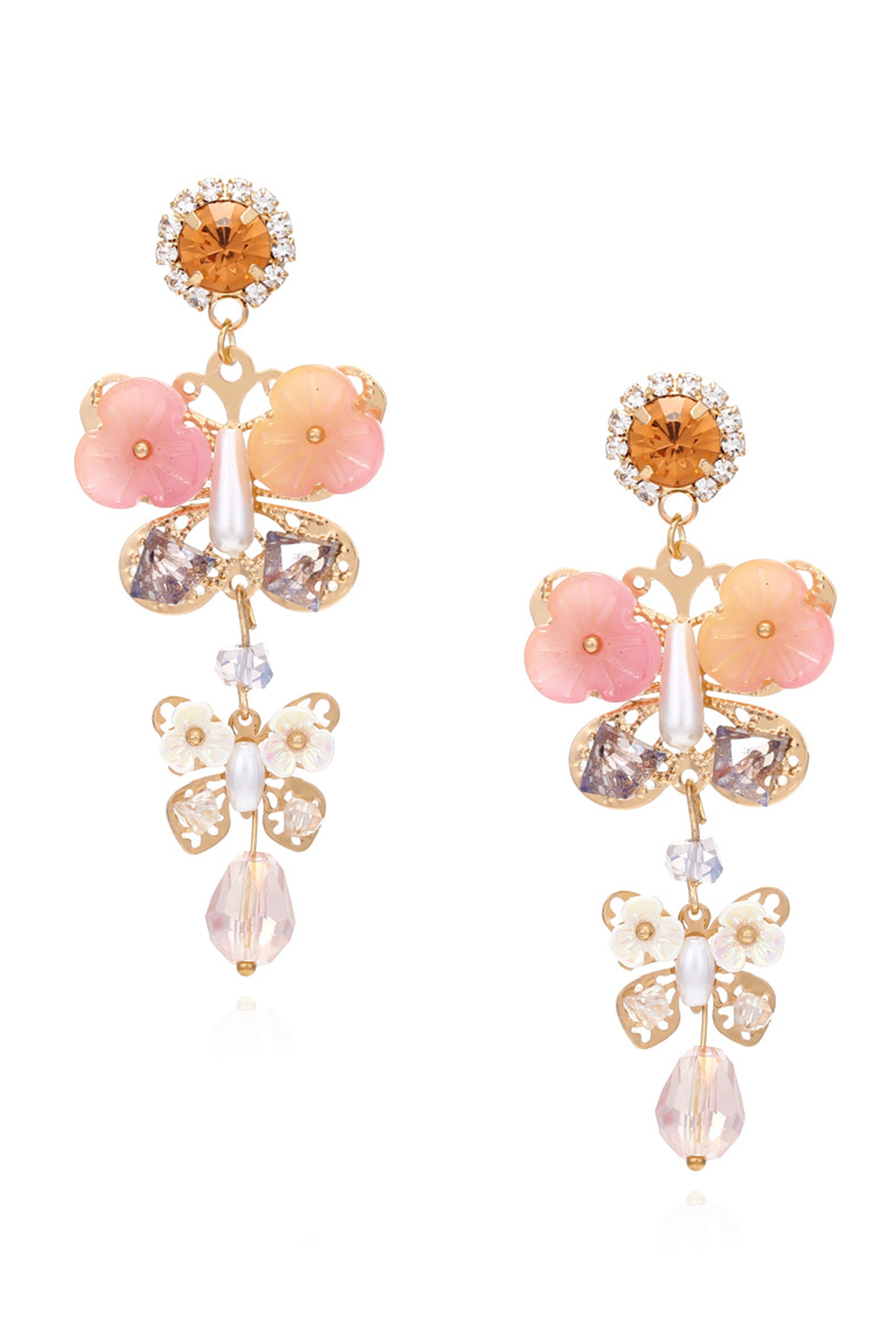 Pendientes de mariposa con cristales de imitación E7833