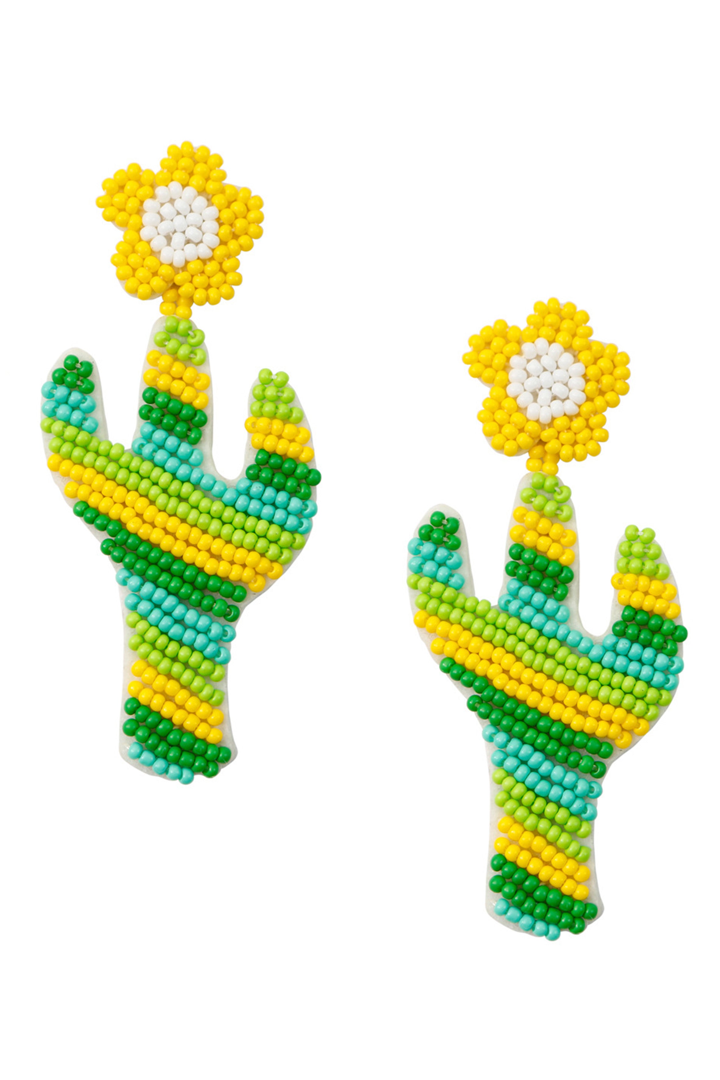 Pendientes de semillas de cactus y flores E7847