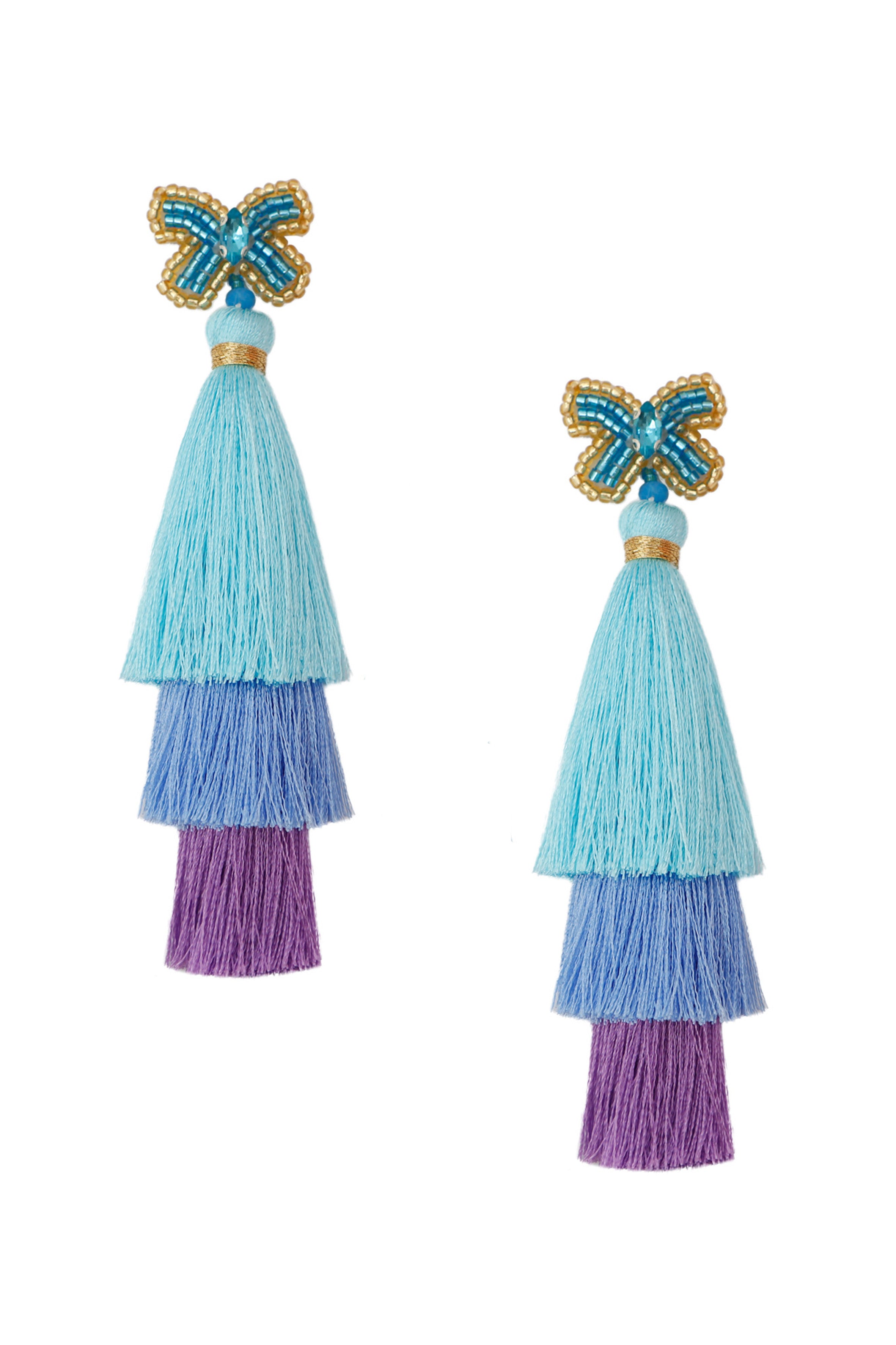 Pendientes de borlas de hilo de algodón con forma de mariposa E7887