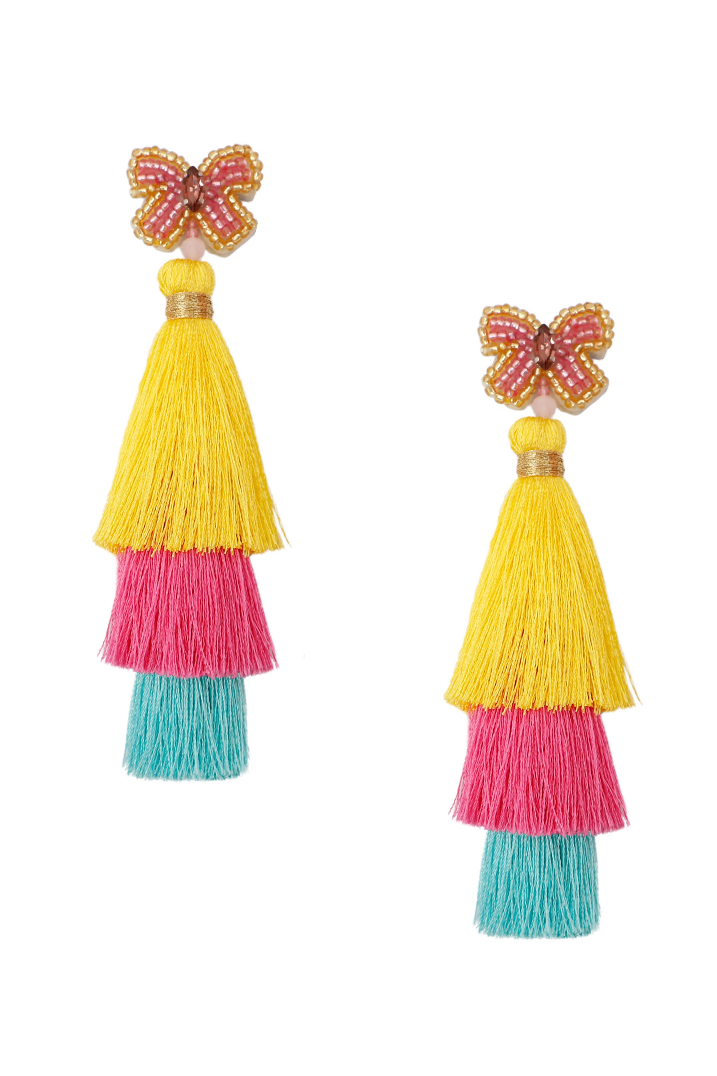 Pendientes de borlas de hilo de algodón con forma de mariposa E7887