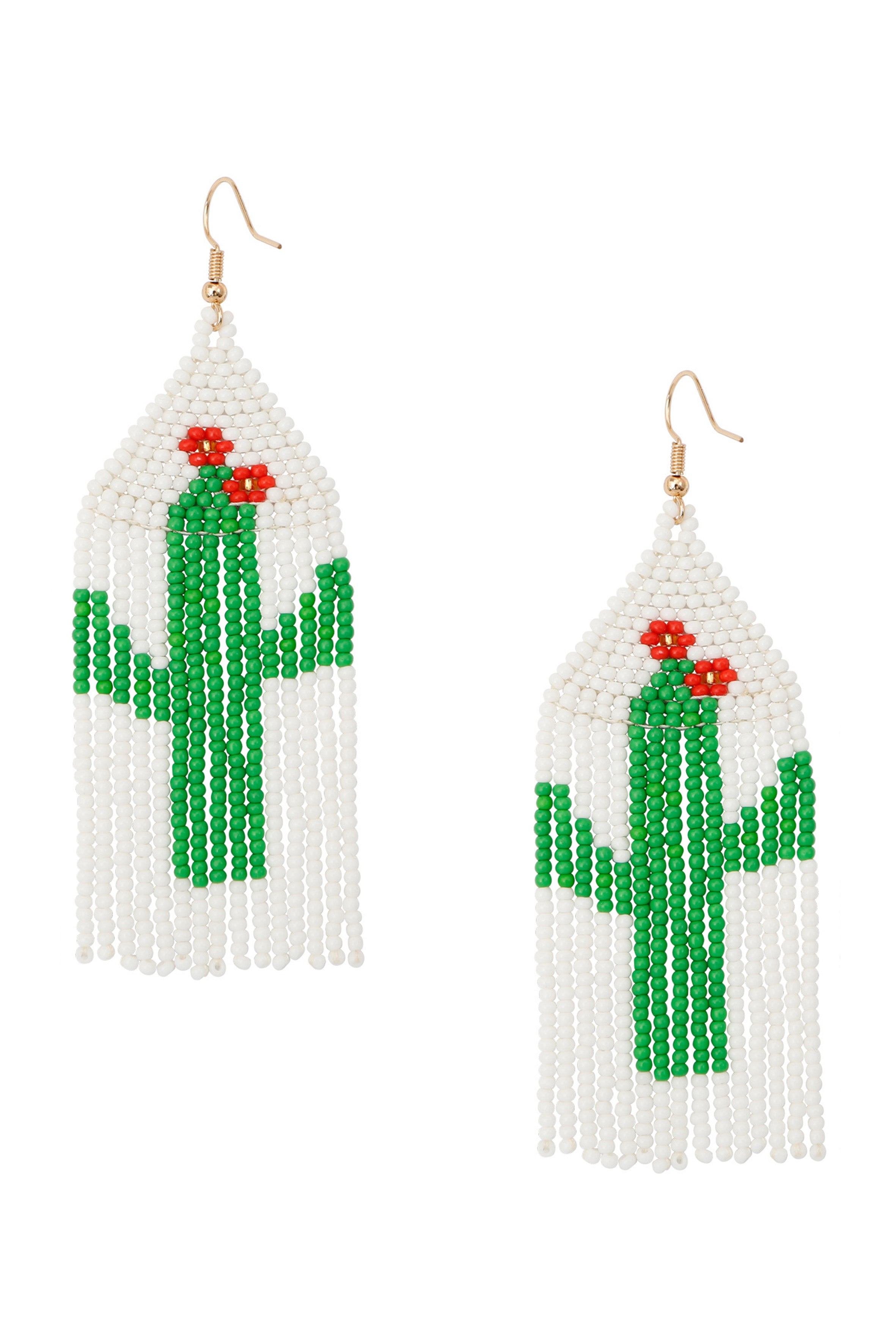 Cactus Seed Bead Tassel Earrings E7888