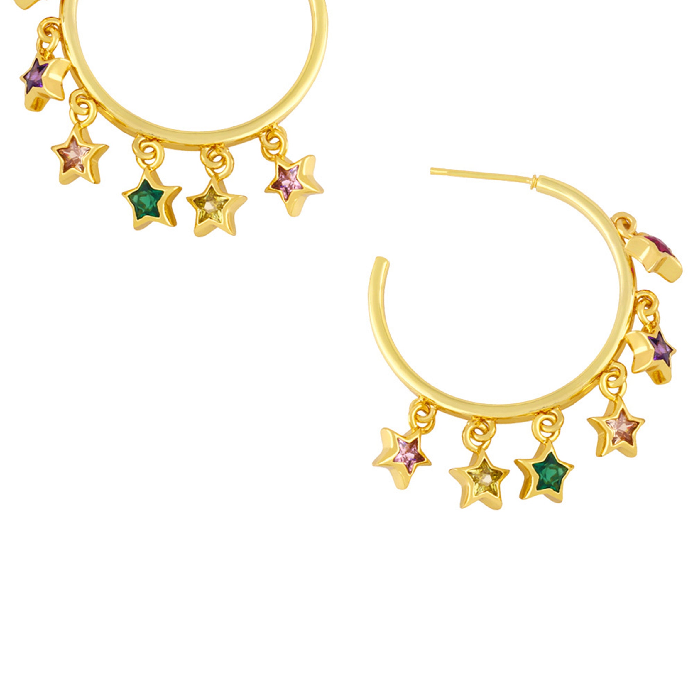 Star Hoop Cubic Zirconia Earrings E7894