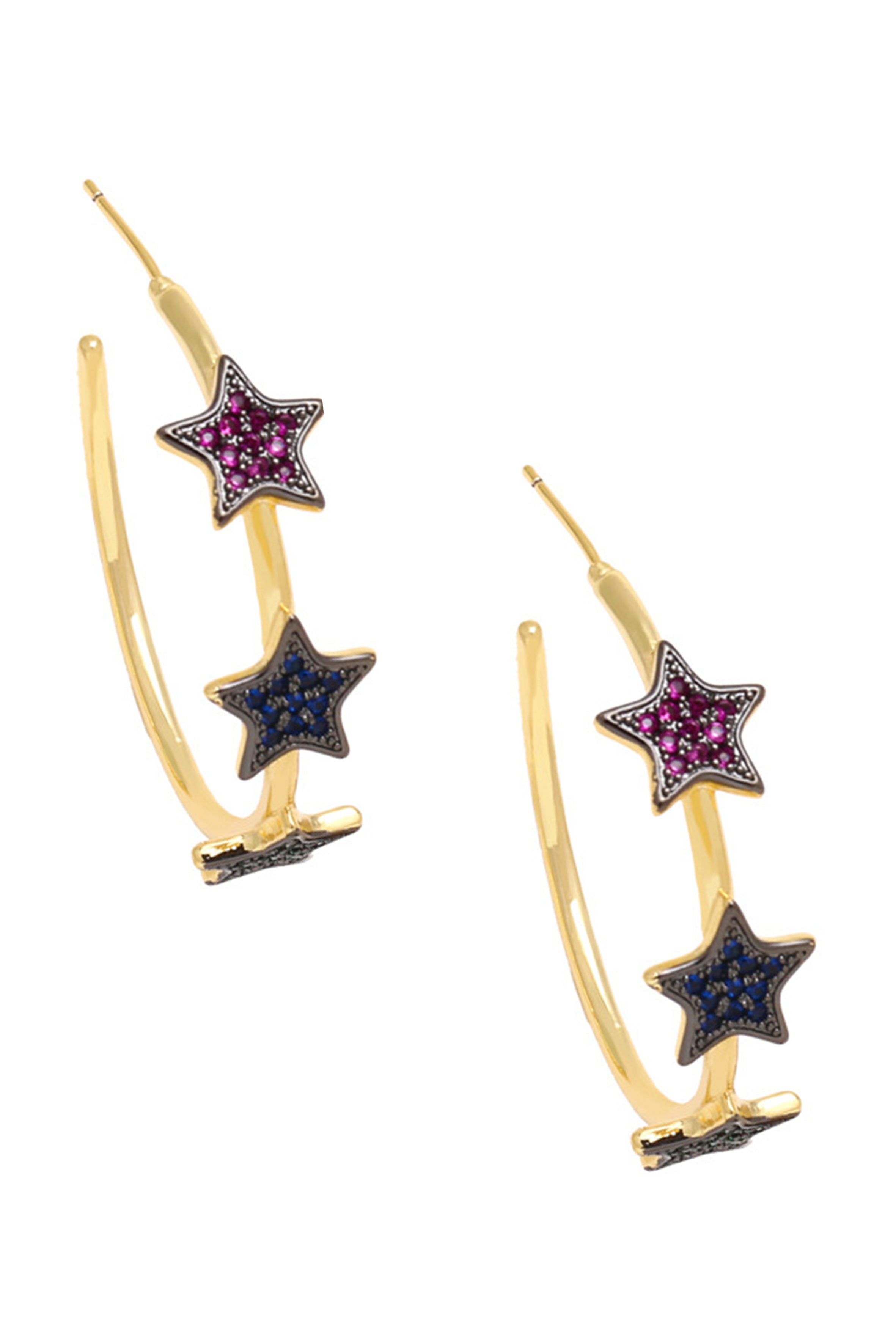 Pendientes de aro con circonitas cúbicas y forma de estrella E7898