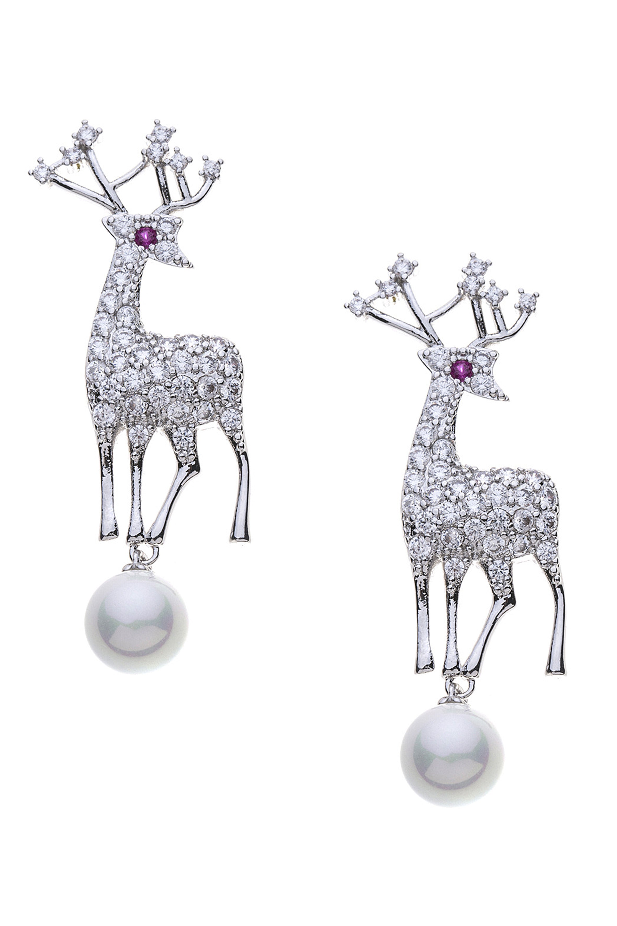 Pendientes de circonita cúbica con forma de alce E7944