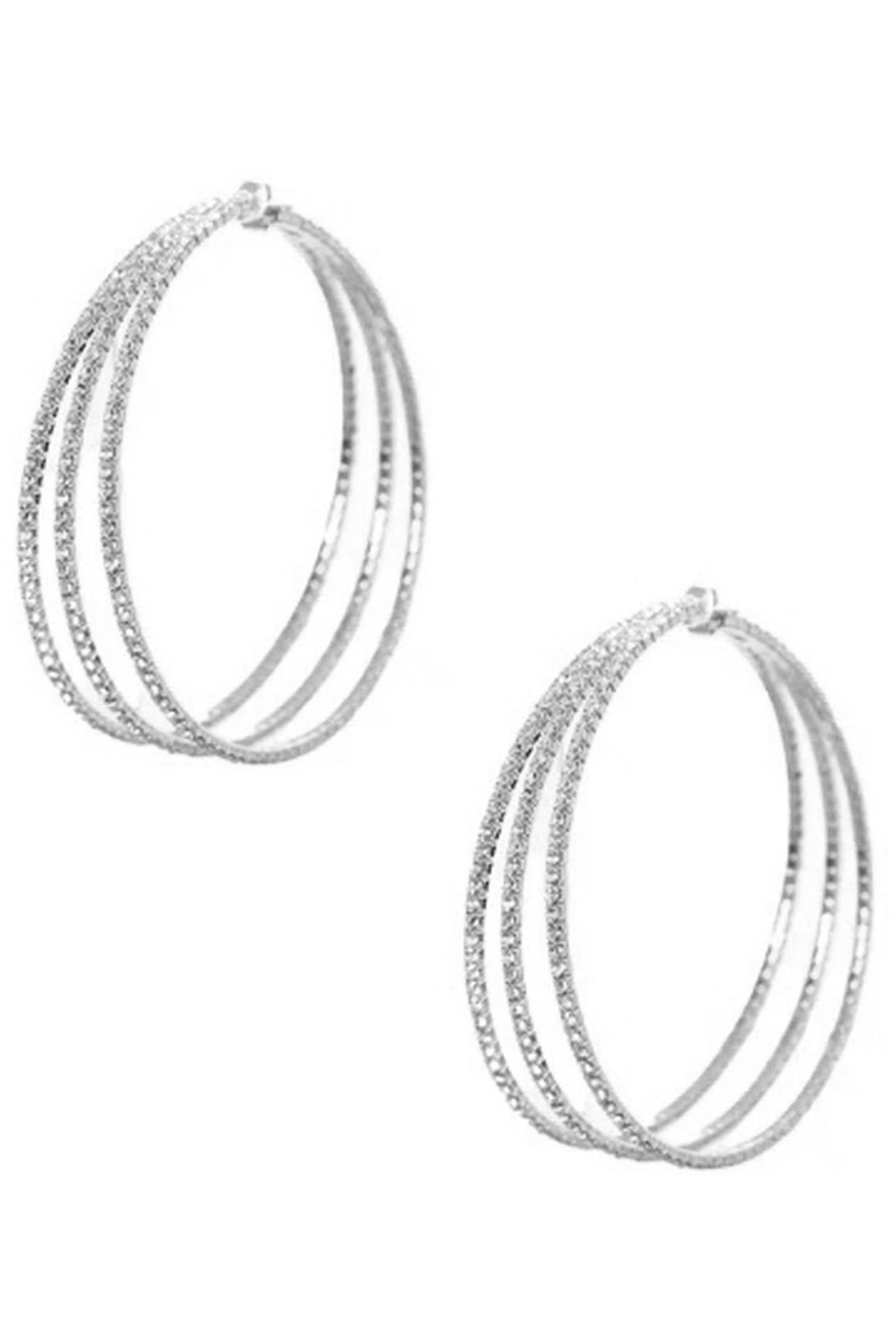 Pendientes de aro con múltiples capas de diamantes de imitación E7987