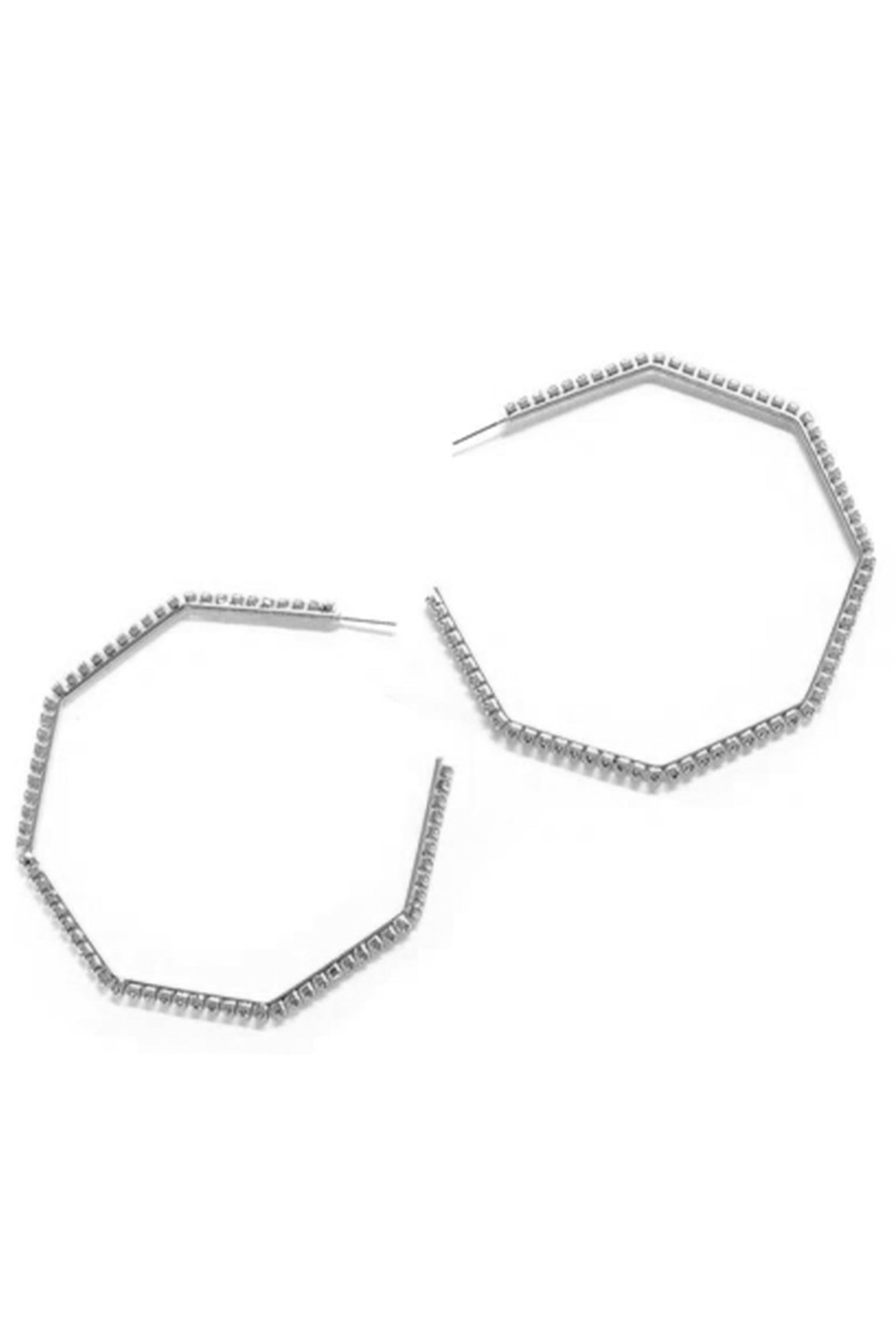 Pendientes de aro con diamantes de imitación hexagonales E8041