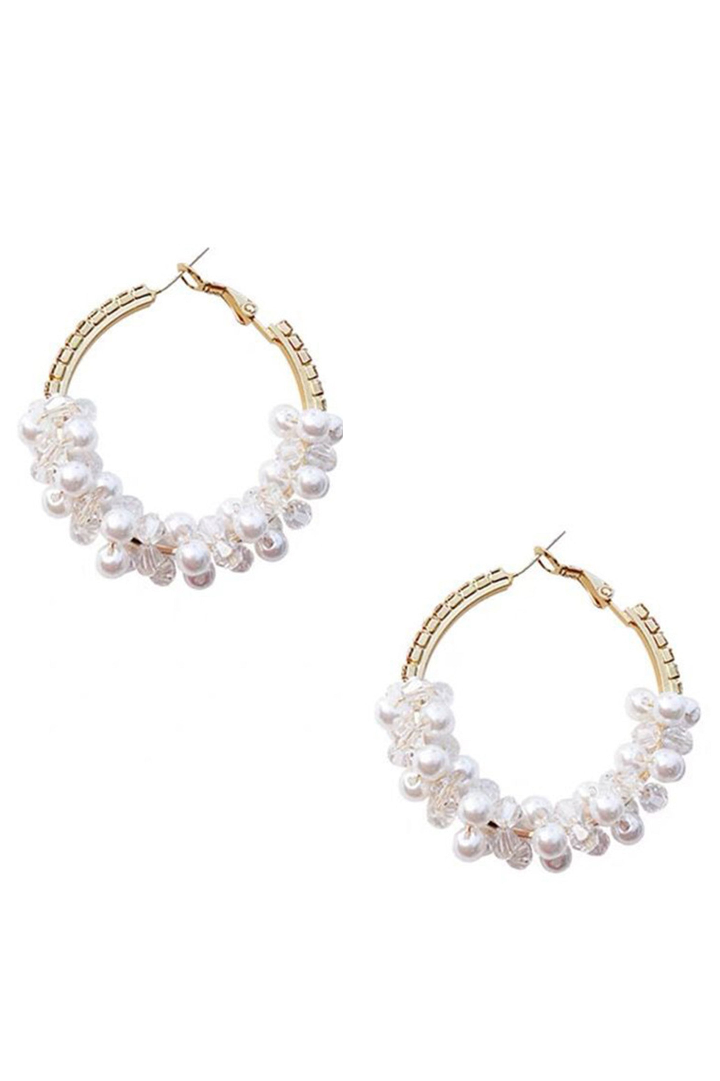 Pearl Alloy Hoop Earrings E8042