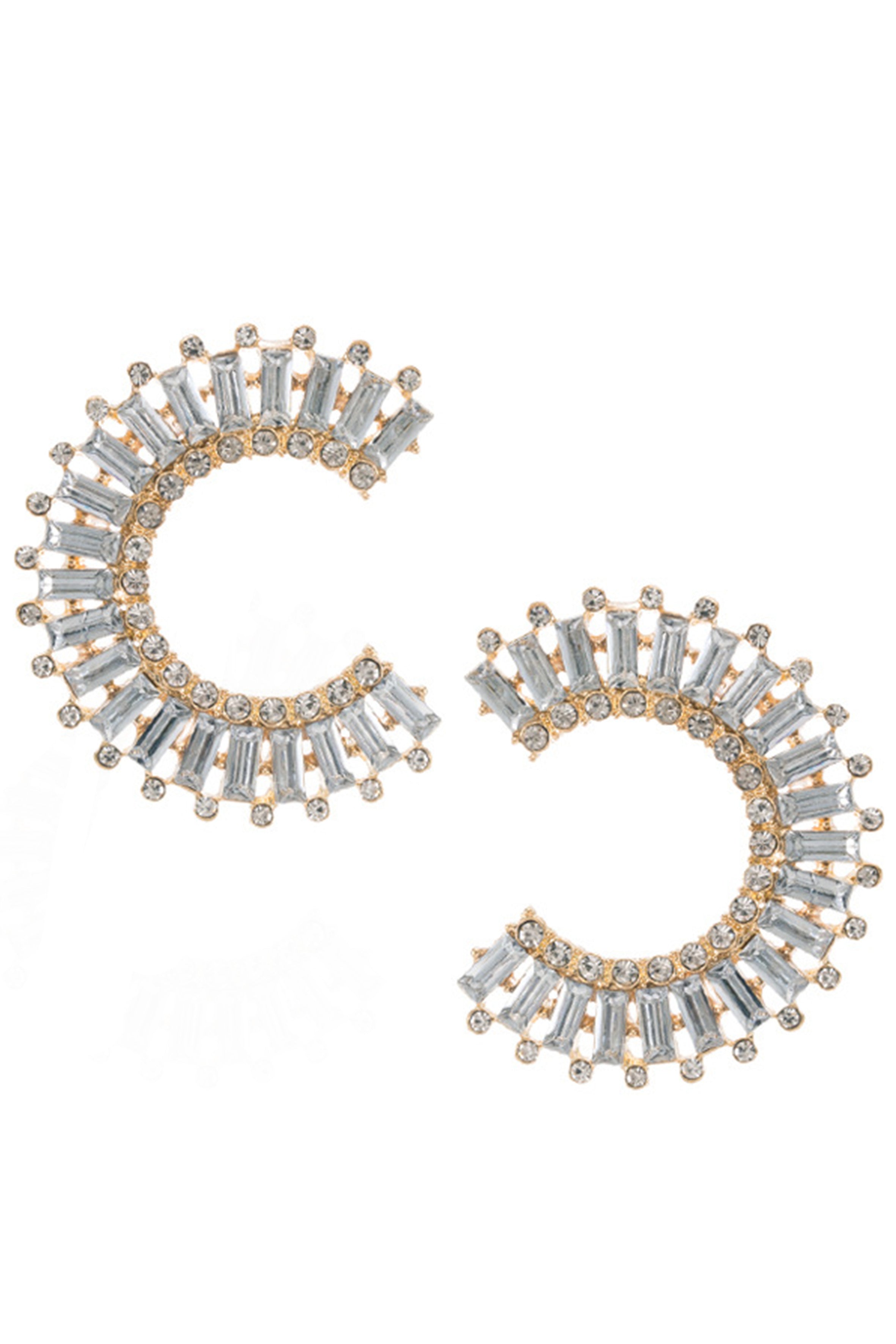 Pendientes de diamantes de imitación en forma de C E8056