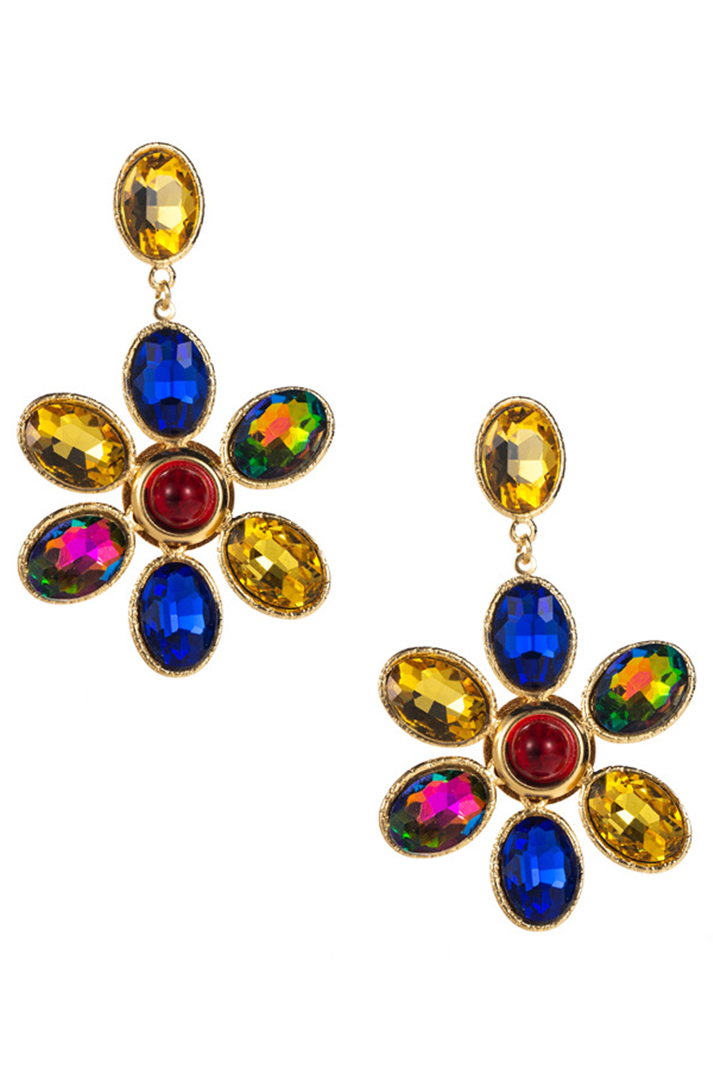 Pendientes de diamantes de imitación con diseño floral E8058