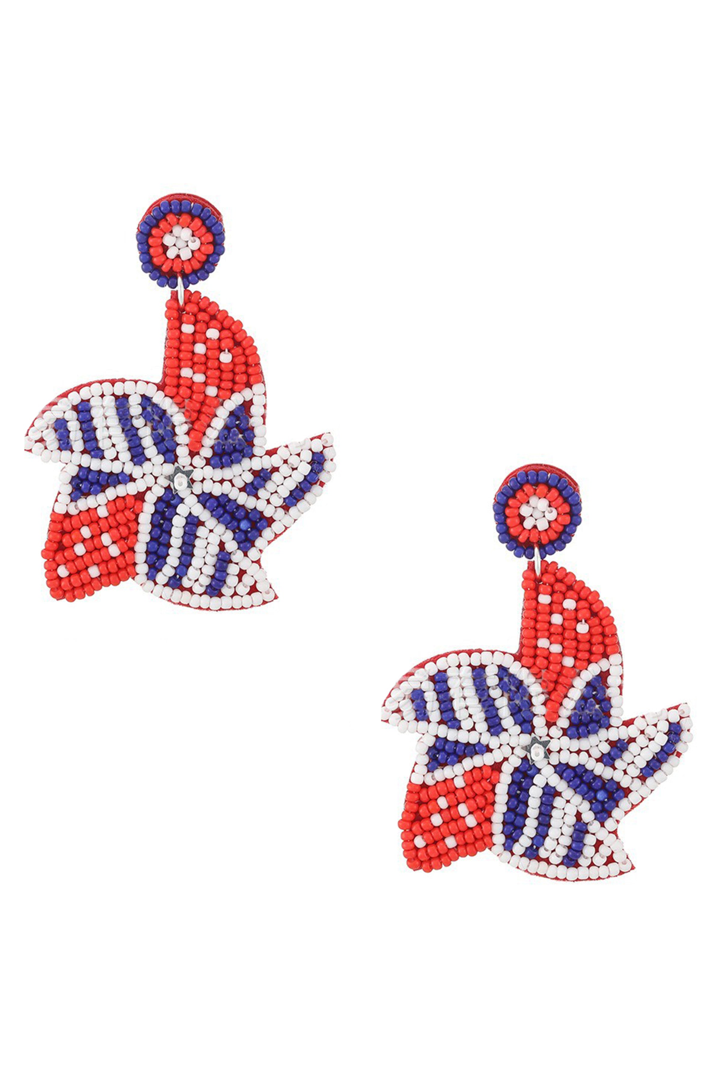 Independence Day Windmill Seed Bead Earrings E8066