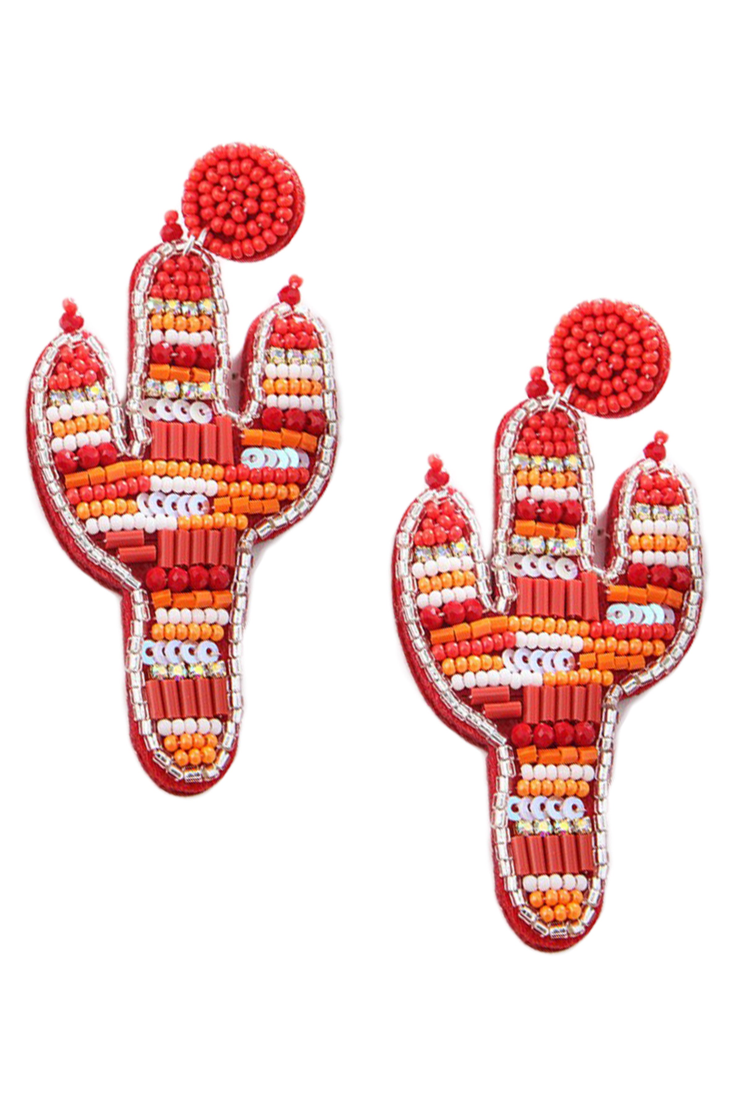 Pendientes de cuentas de semillas de cactus E8069