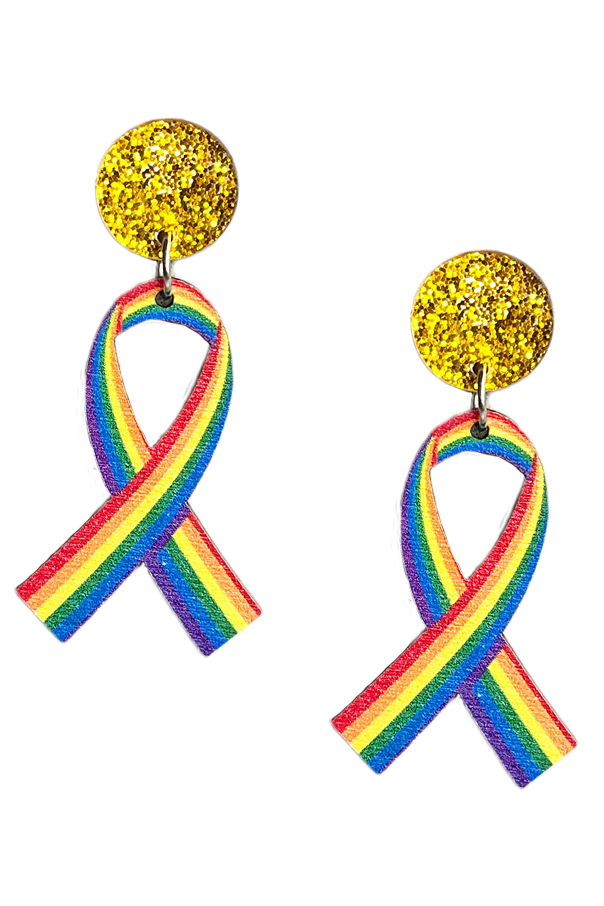 Pendientes de madera con lazo de arcoíris E8072