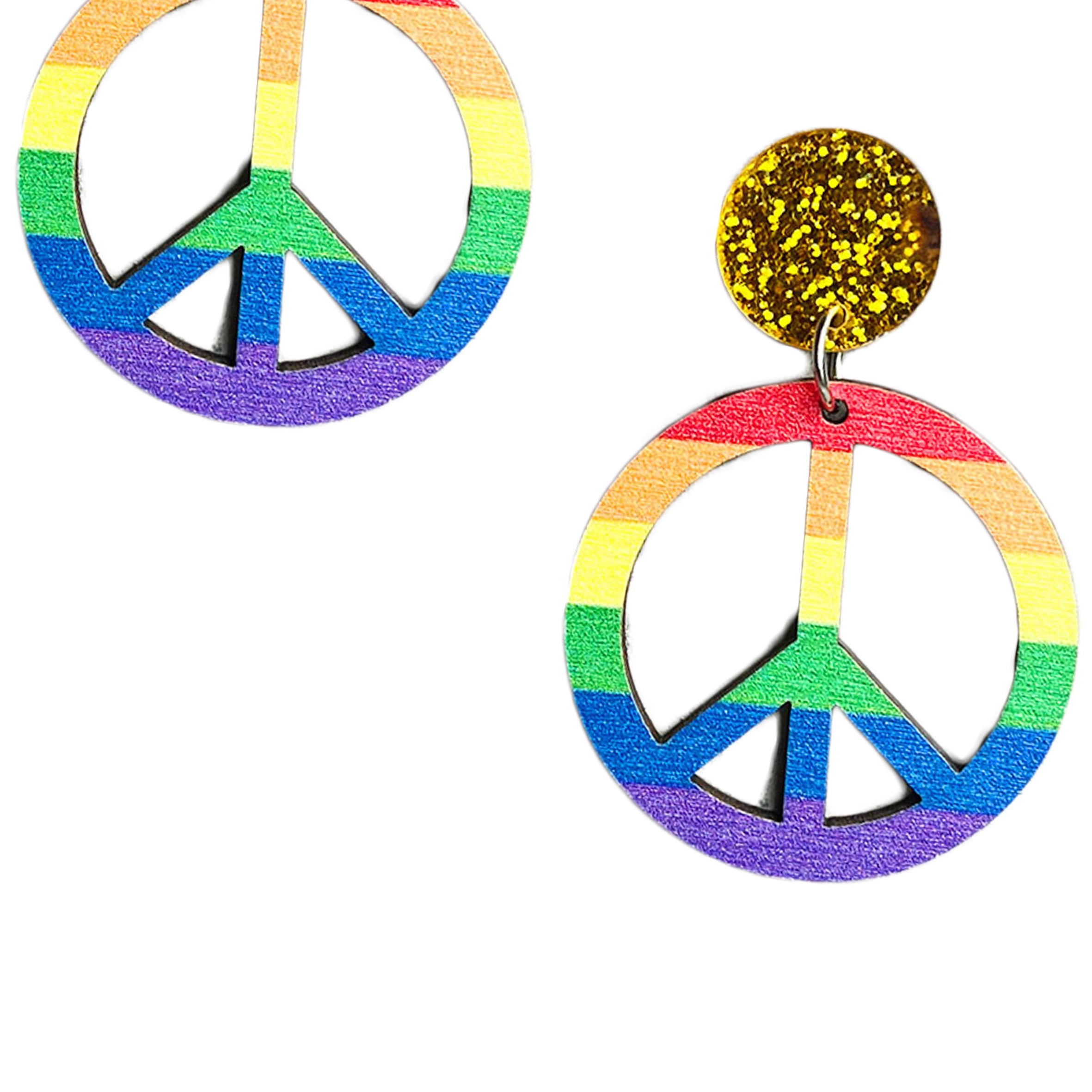 Harmonious Symbols Rainbow Wooden Earrings E8074