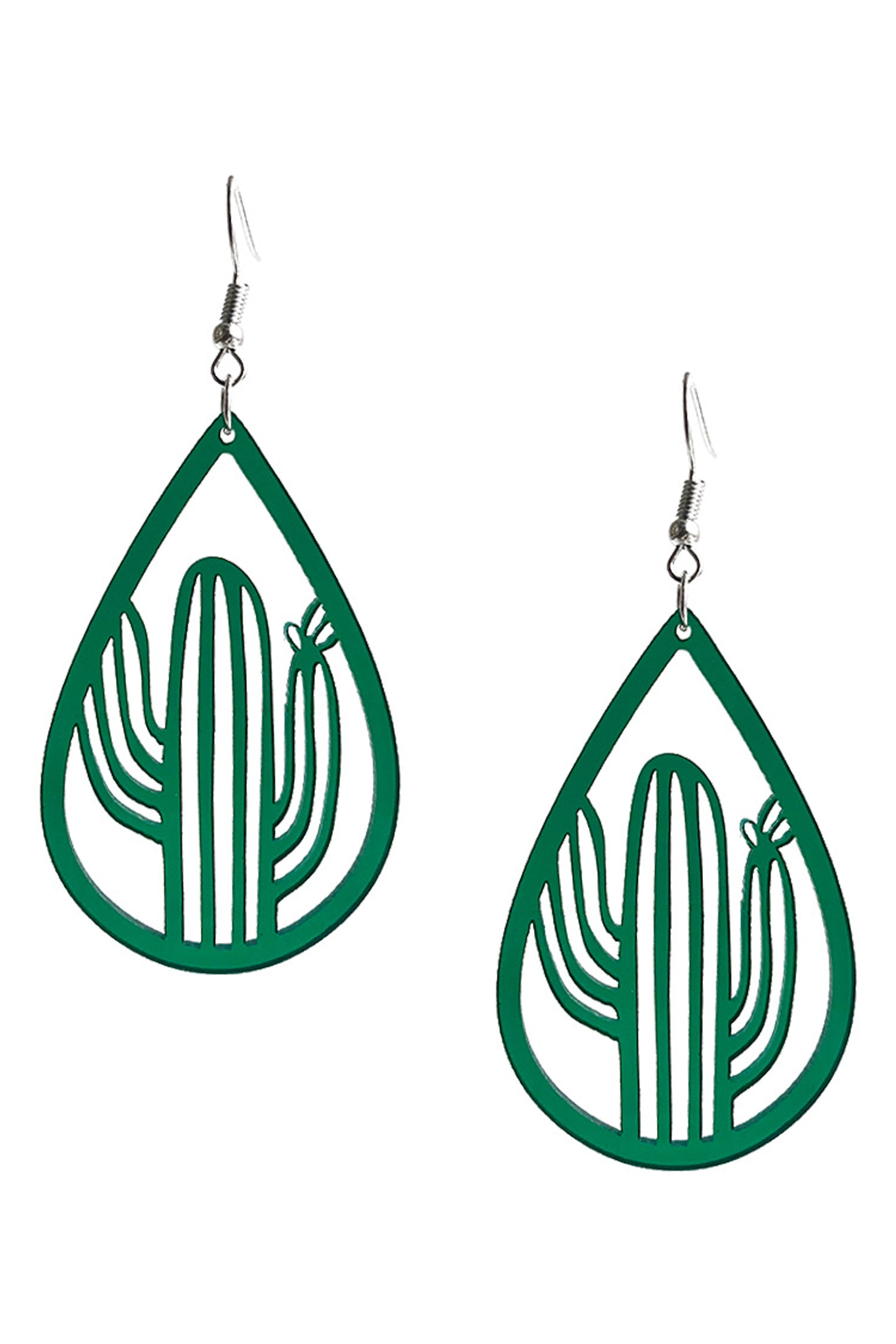 Teardrop Cactus Acrylic Earrings E8076