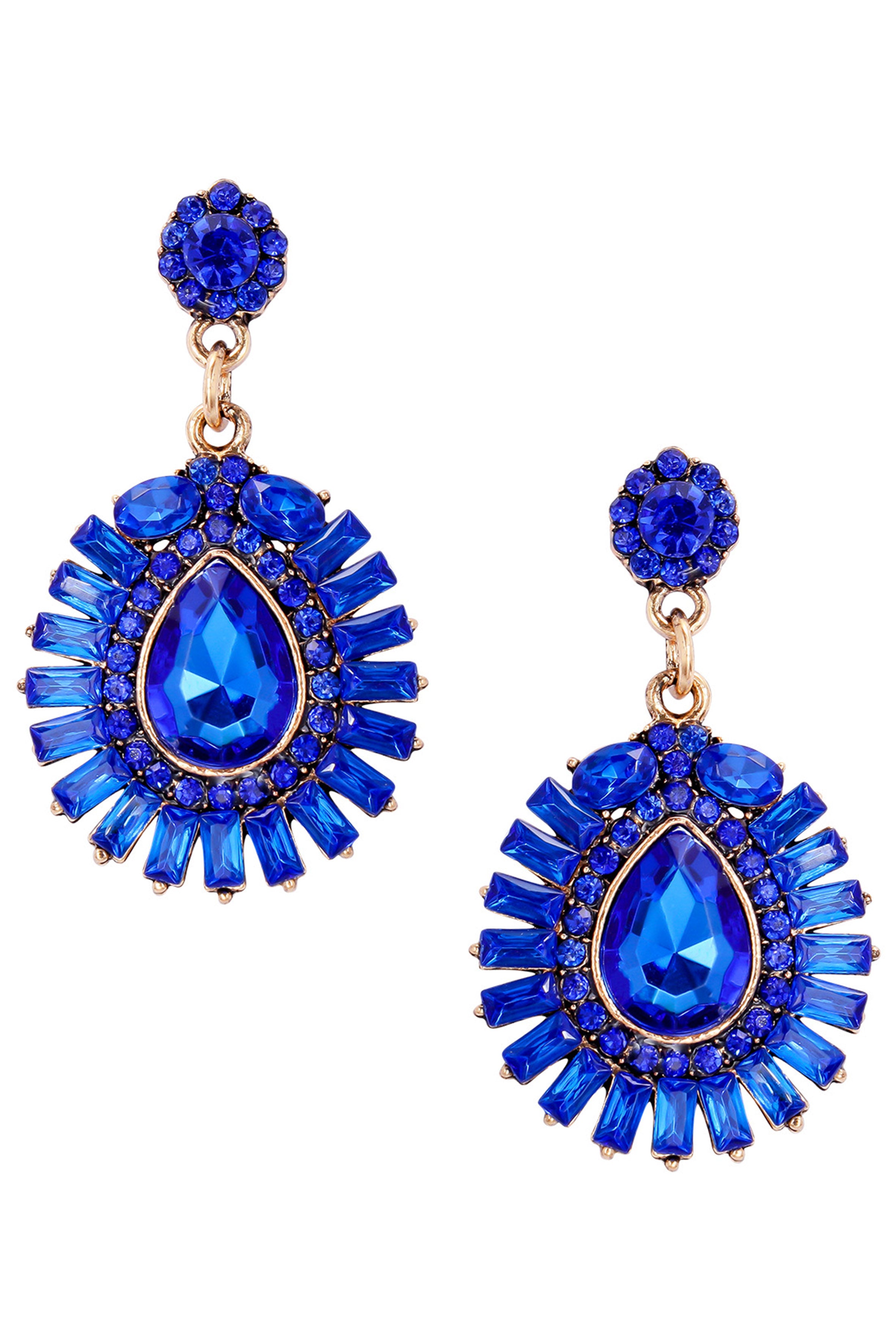 Pendientes de diamantes de imitación con forma de lágrima geométrica E8114