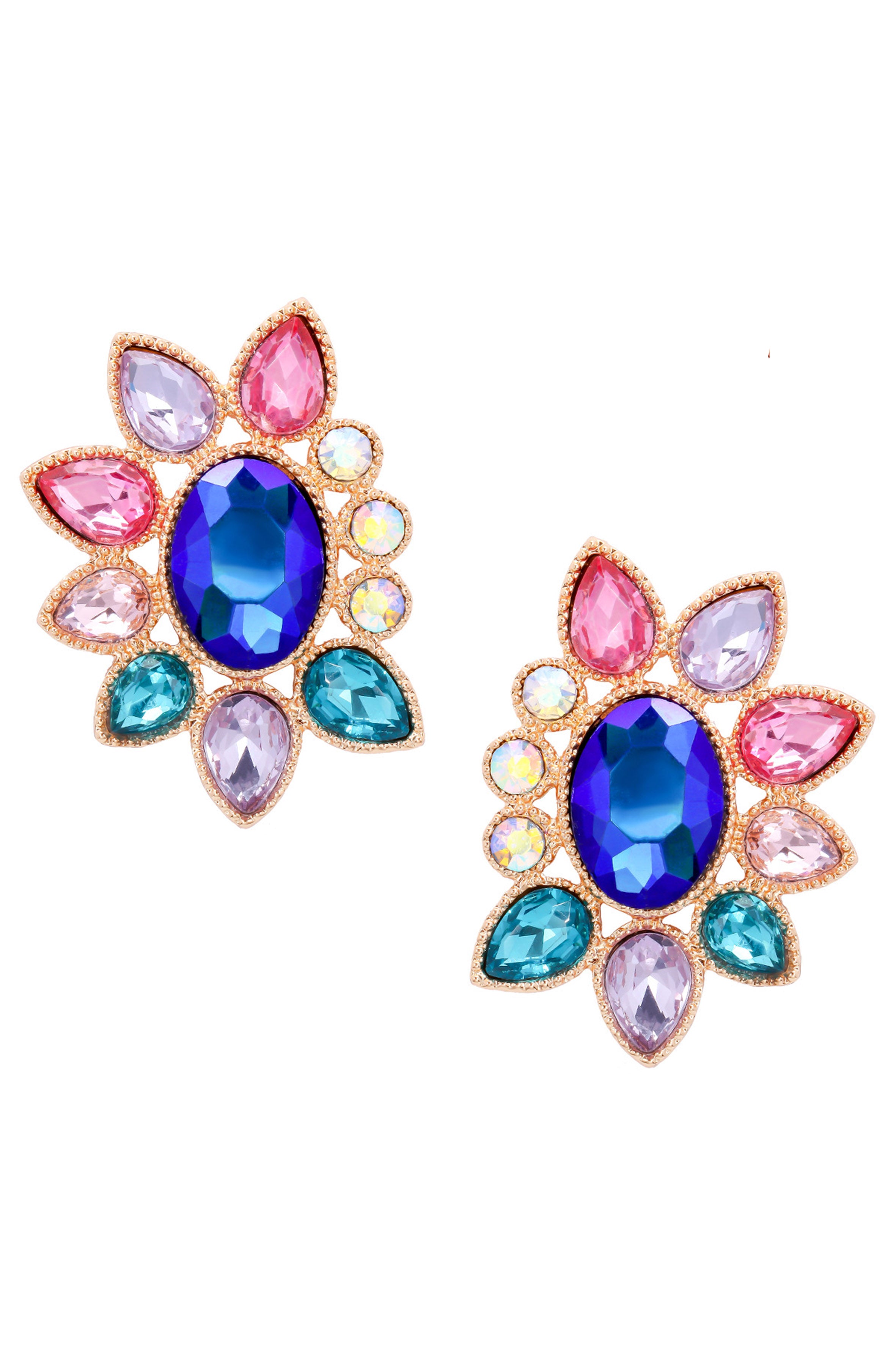 Floral Rhinestone Stud Earrings E8115