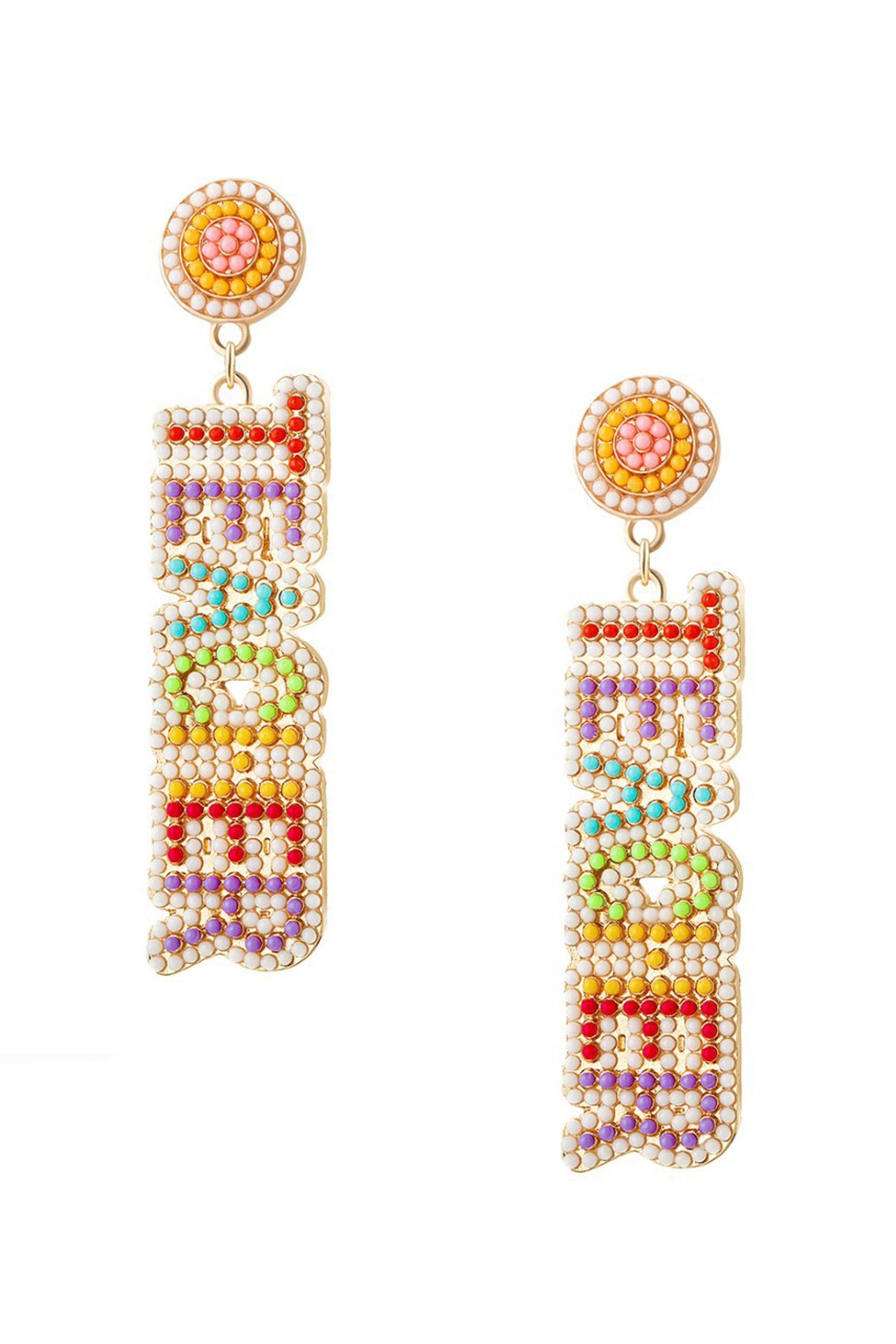 Pendientes de cuentas de semillas TEACHER E8123