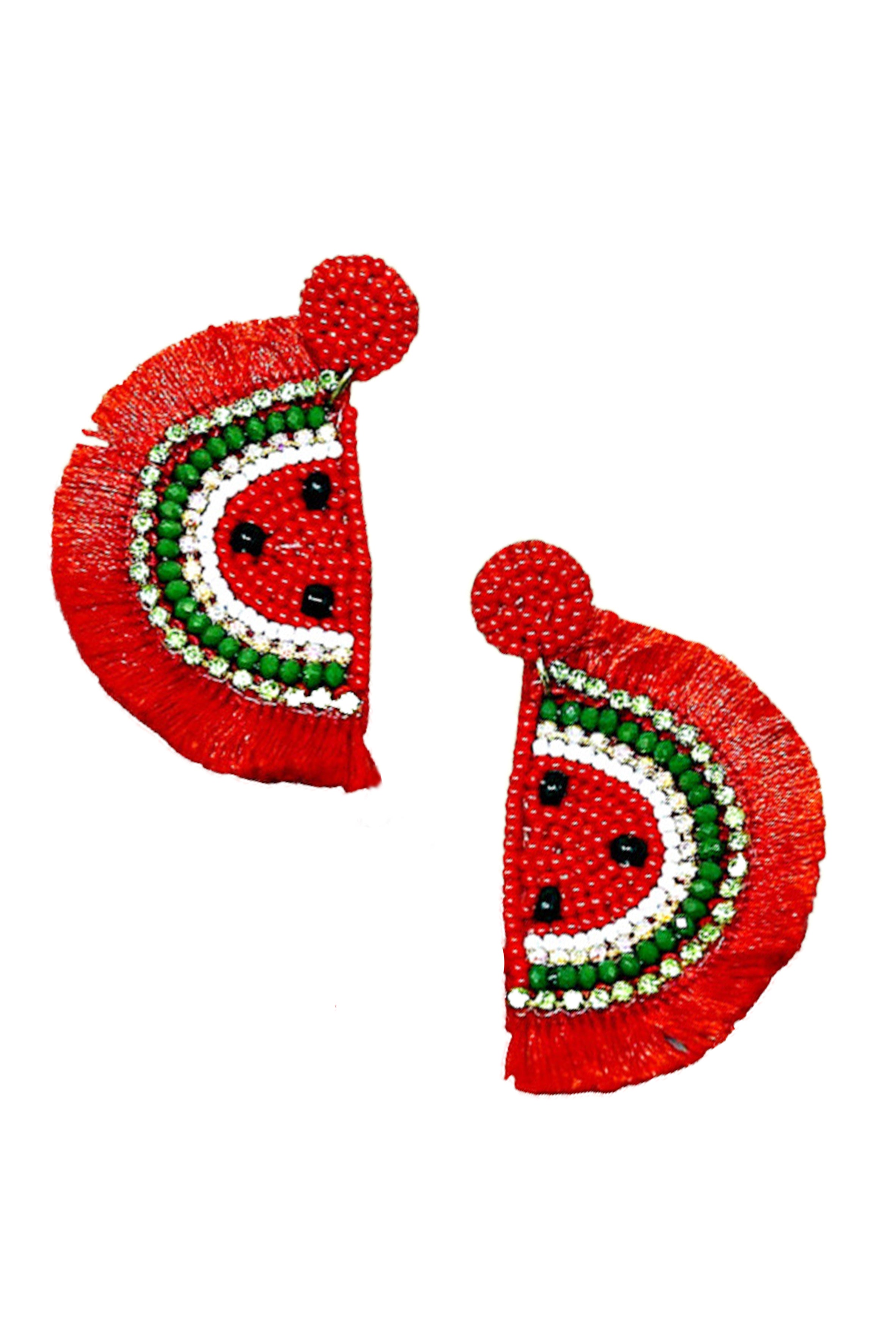 Watermelon Seed Bead Earrings E8131