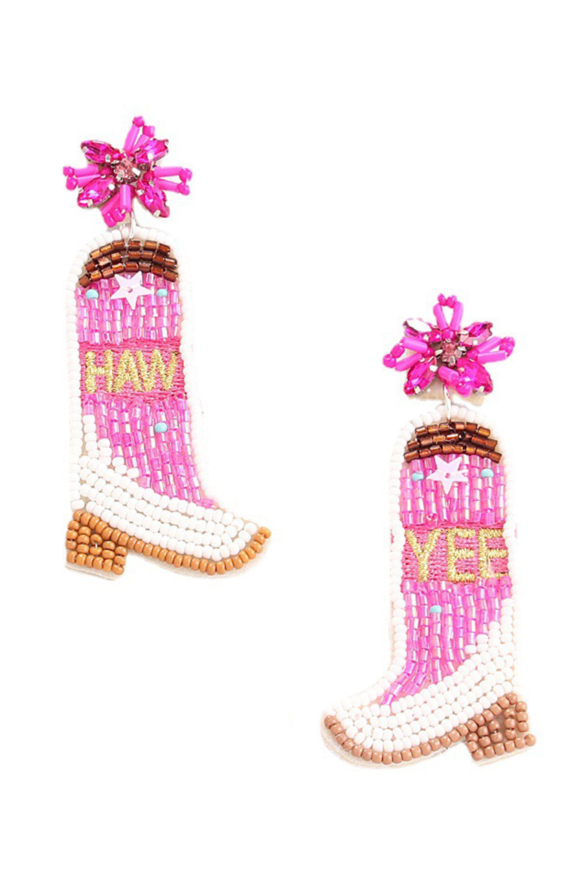 Pendientes de cuentas de semillas con forma de bota Hawyee E8134