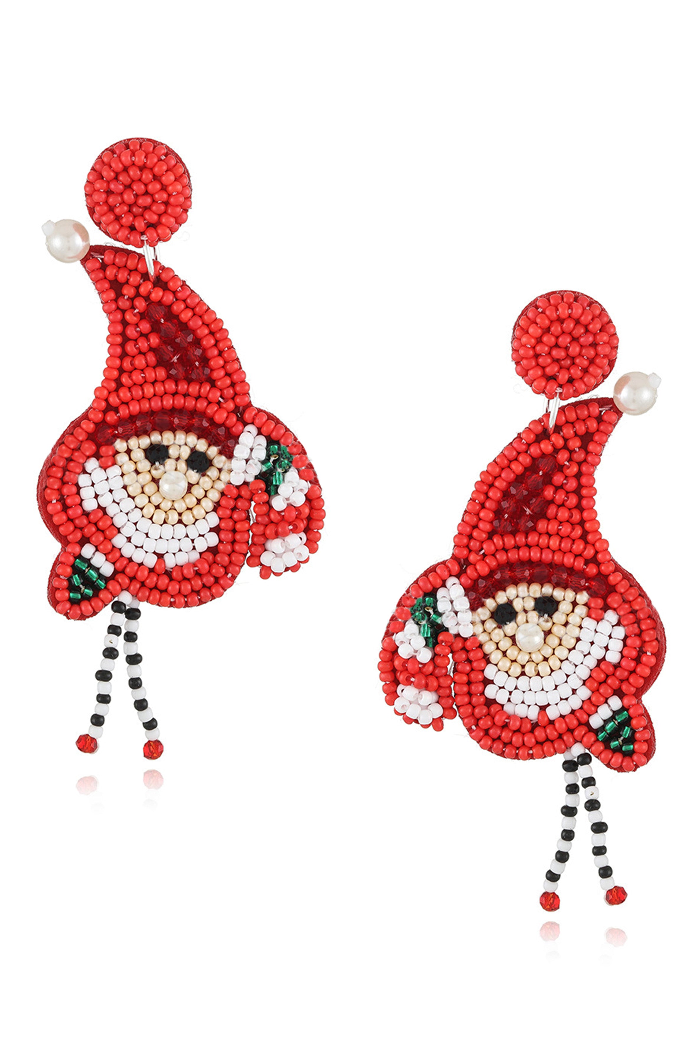 Pendientes de cuentas de semillas de Papá Noel E8212