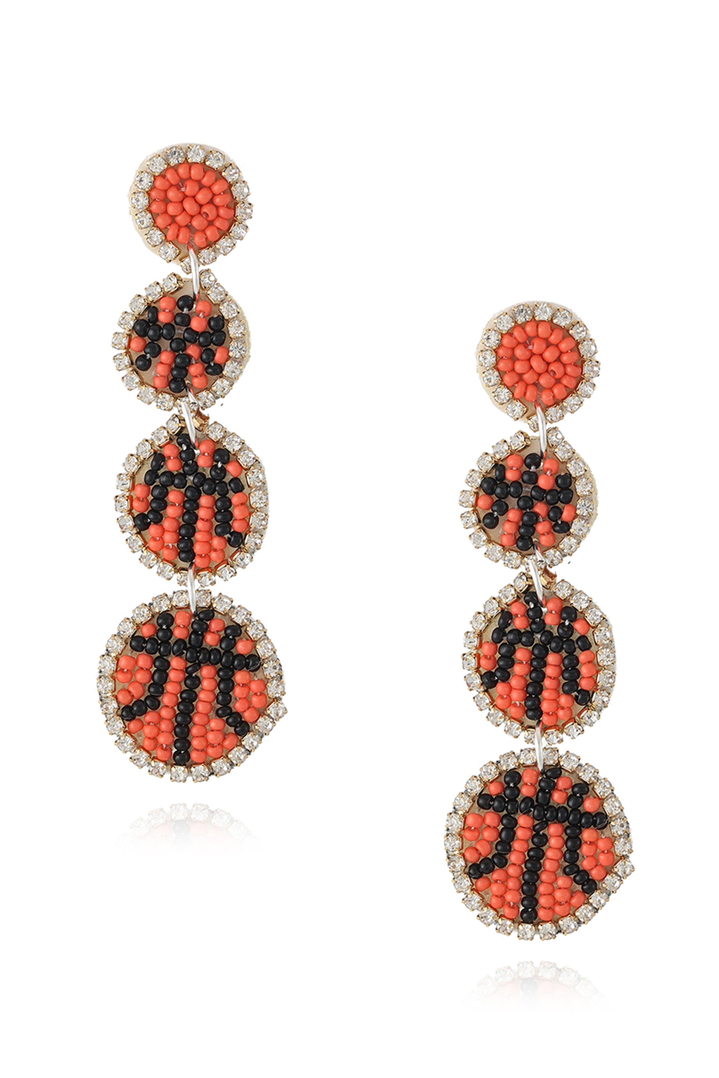 Pendientes de cuentas de semillas con forma de tres pelotas de baloncesto E8213