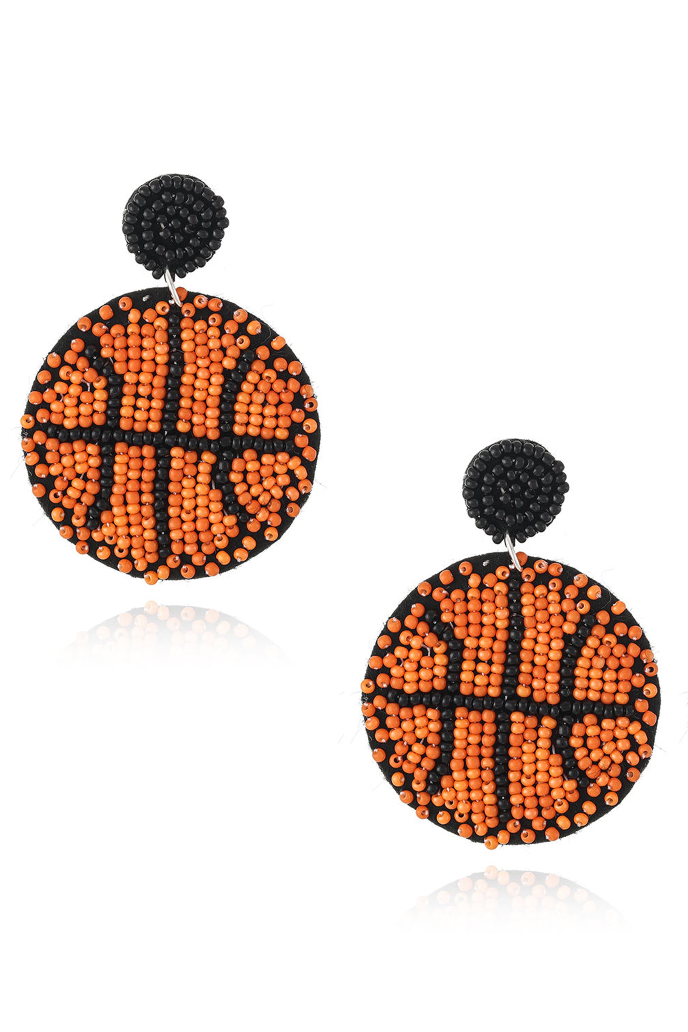 Pendientes de cuentas de semillas con forma de pelota de baloncesto E8214