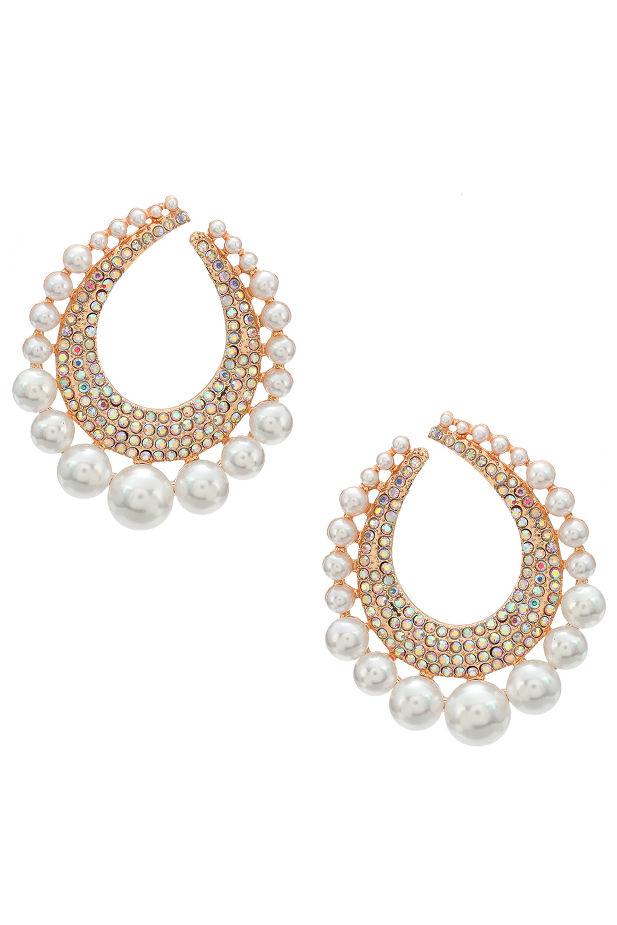 Pendientes de perlas y diamantes de imitación con geometría E8239