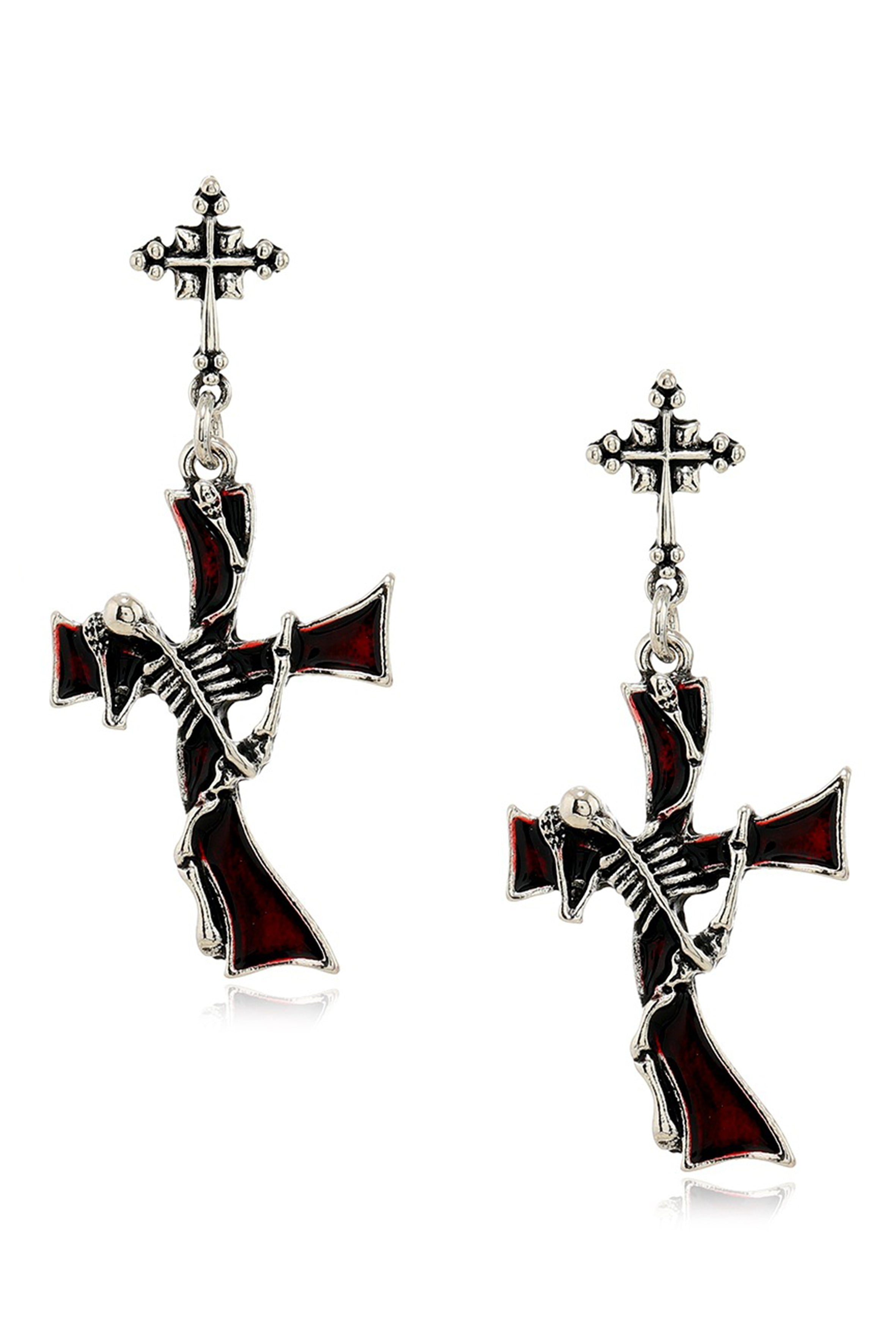 Skeleton Cross Alloy Earrings E8249