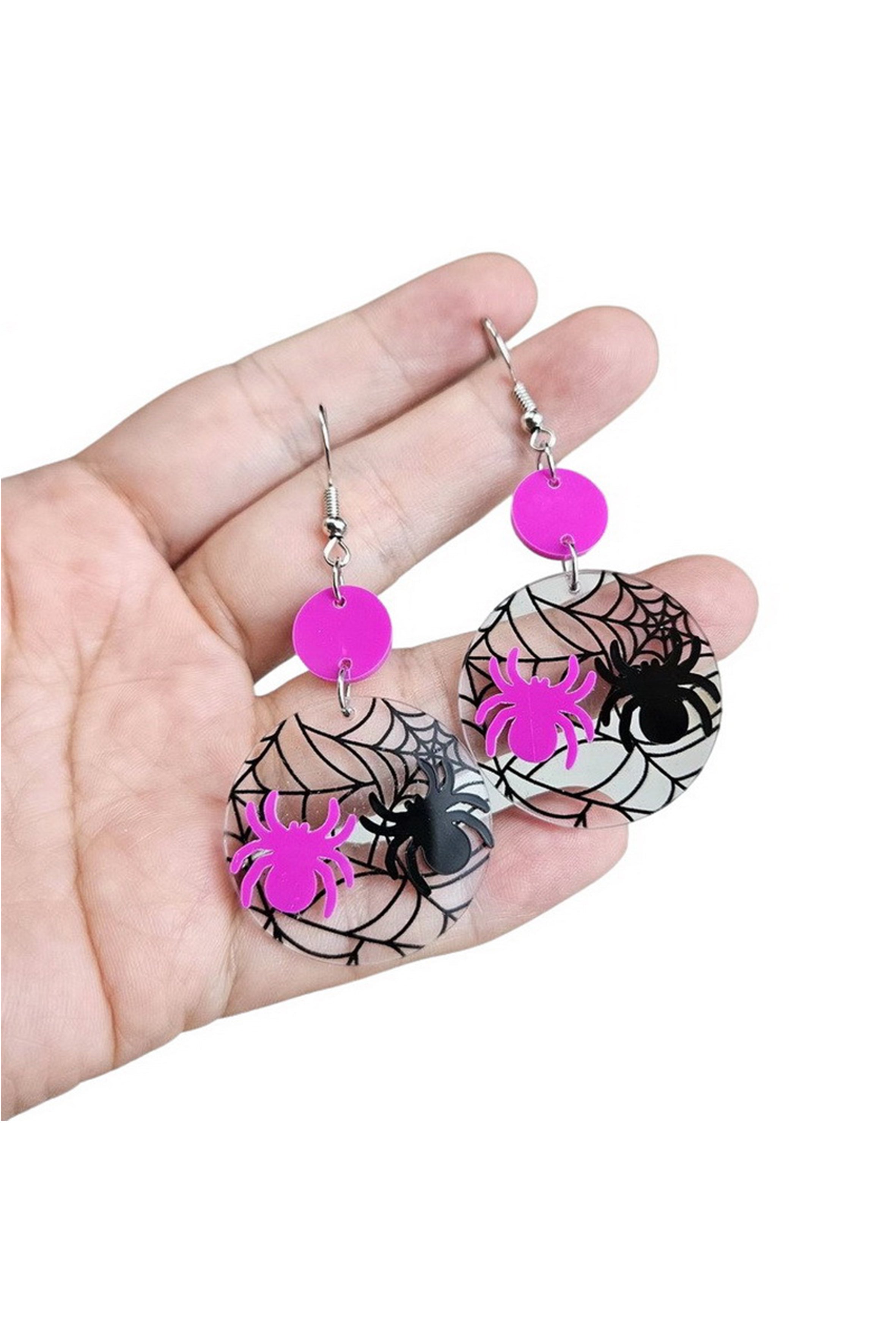 Pendientes acrílicos con diseño de telaraña E8268