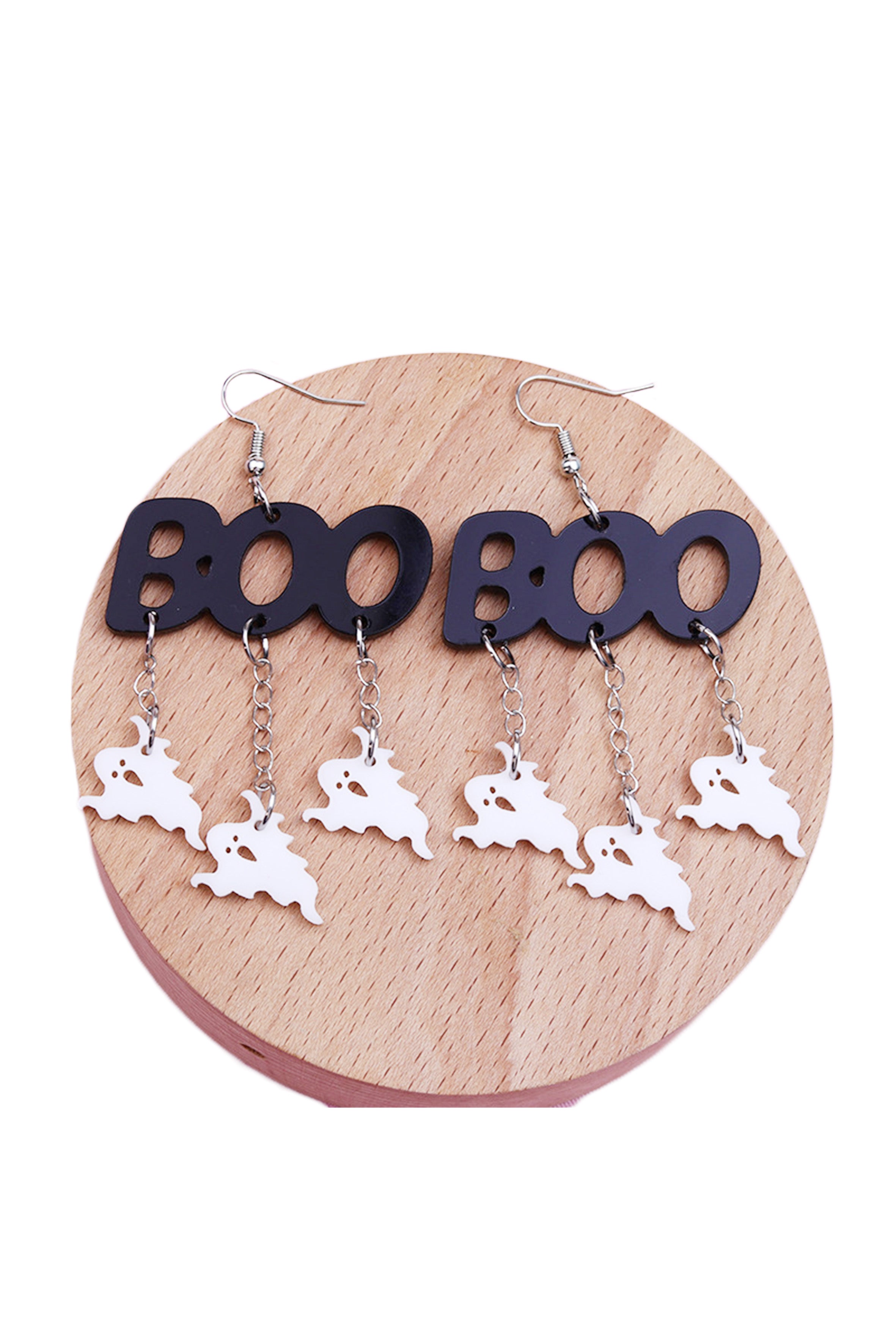 BOO Ghost Tassel Acrylic Earrings E8271