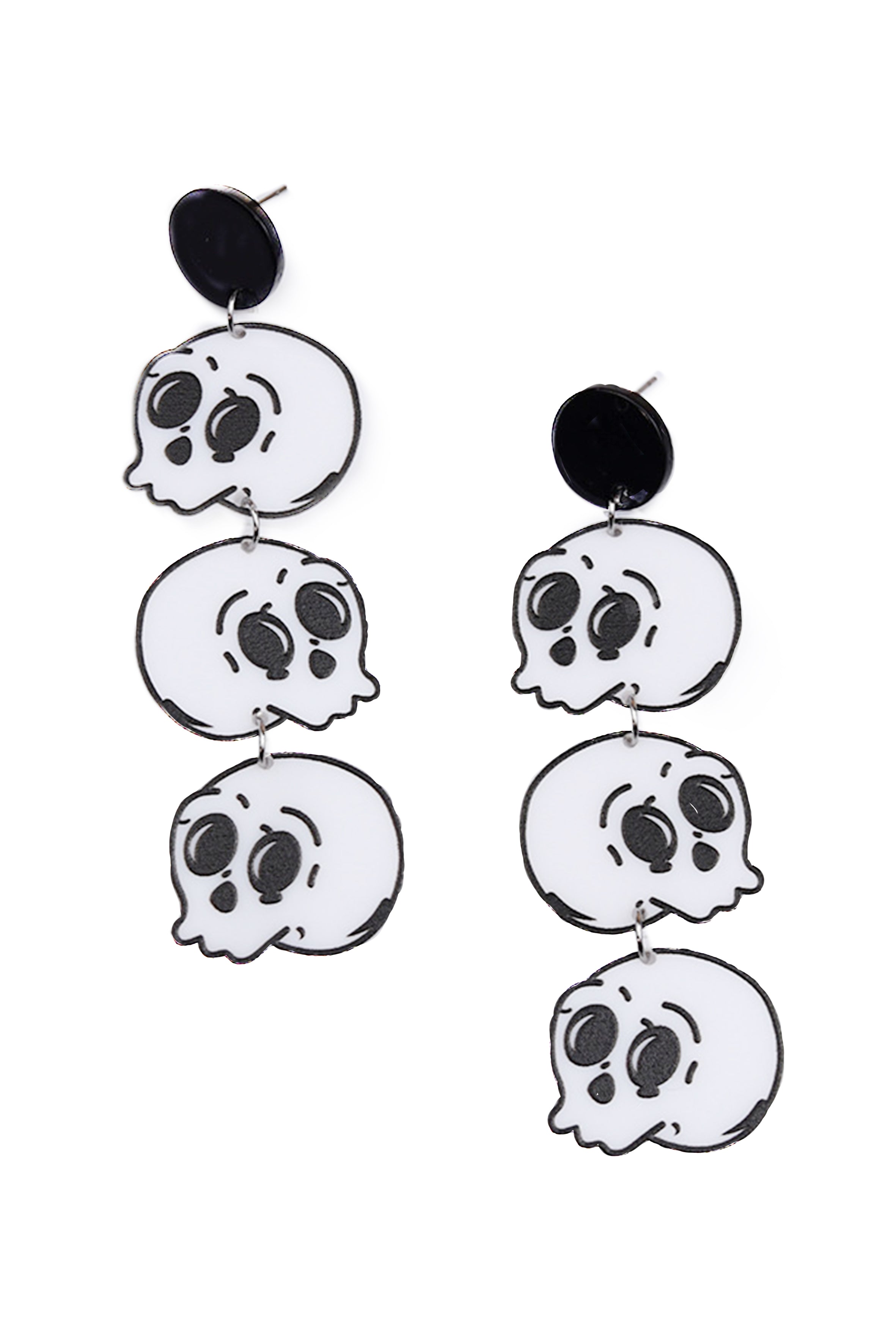 Three Skull Tassel Acrylic Earrings E8272