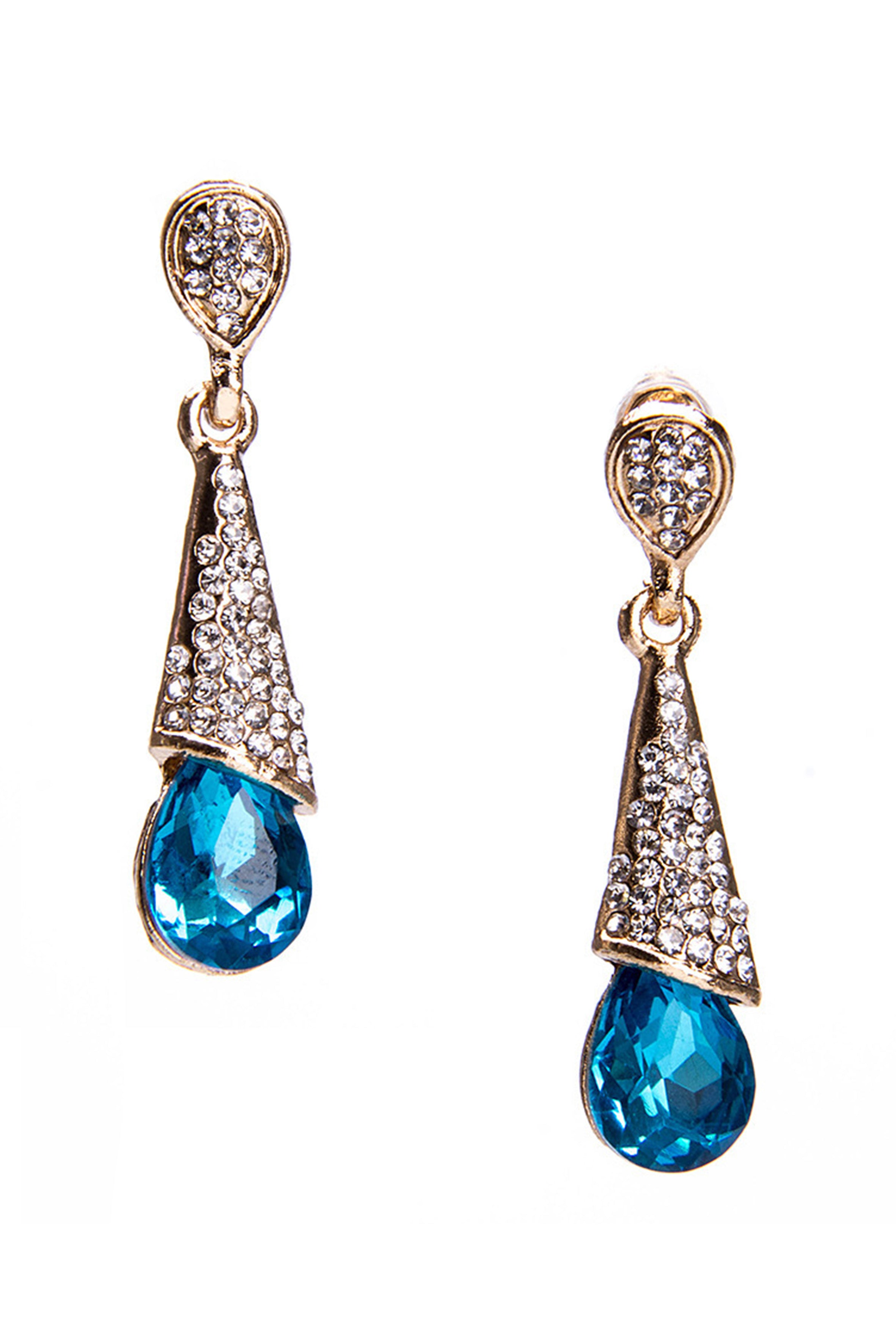 Teardrop Rhinestone Clip On Earrings E8295