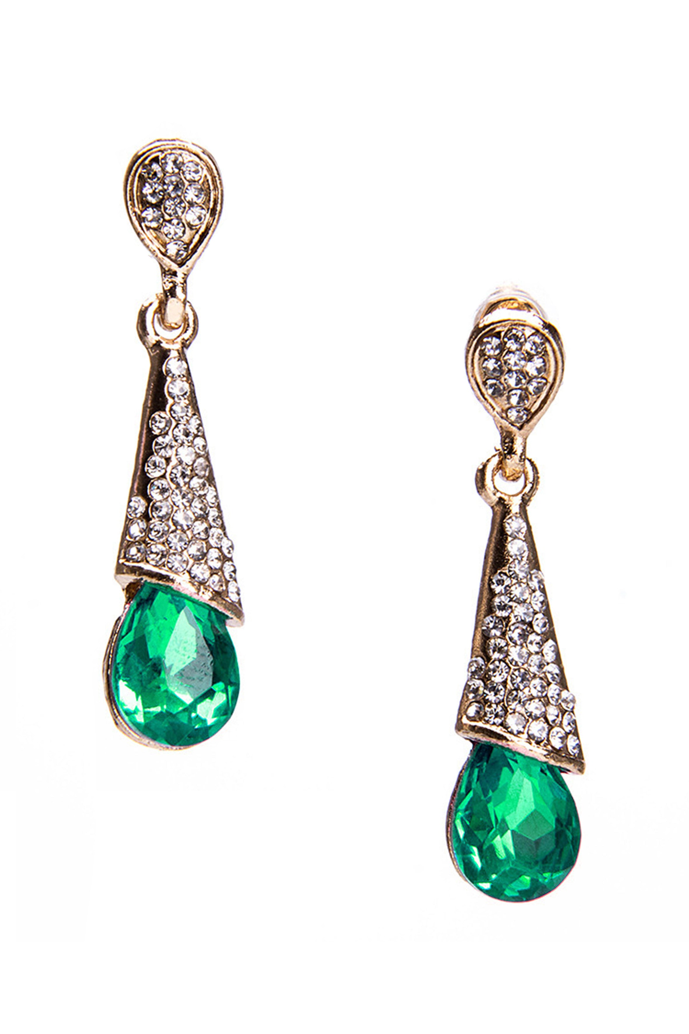 Teardrop Rhinestone Clip On Earrings E8295