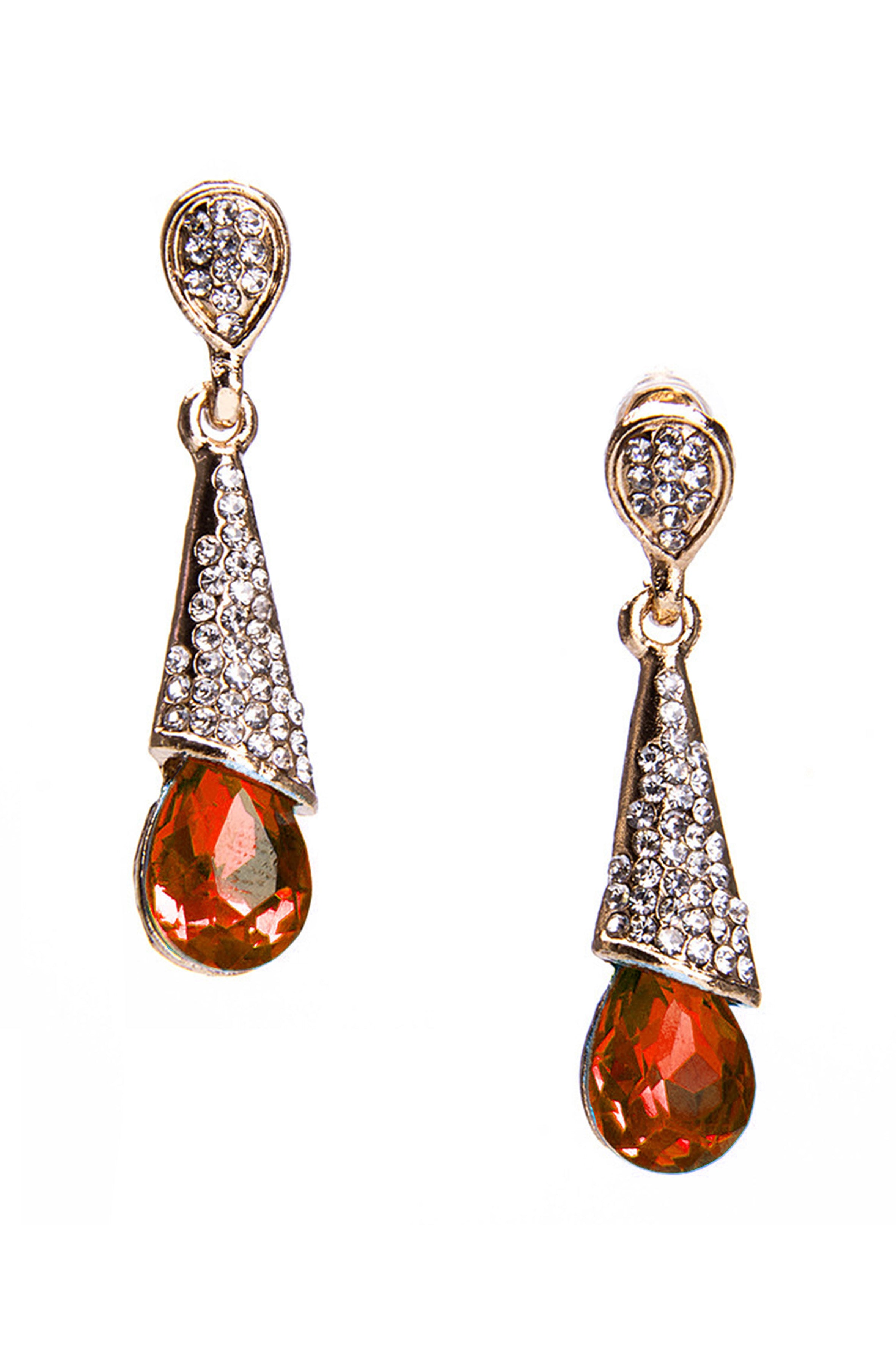 Teardrop Rhinestone Clip On Earrings E8295