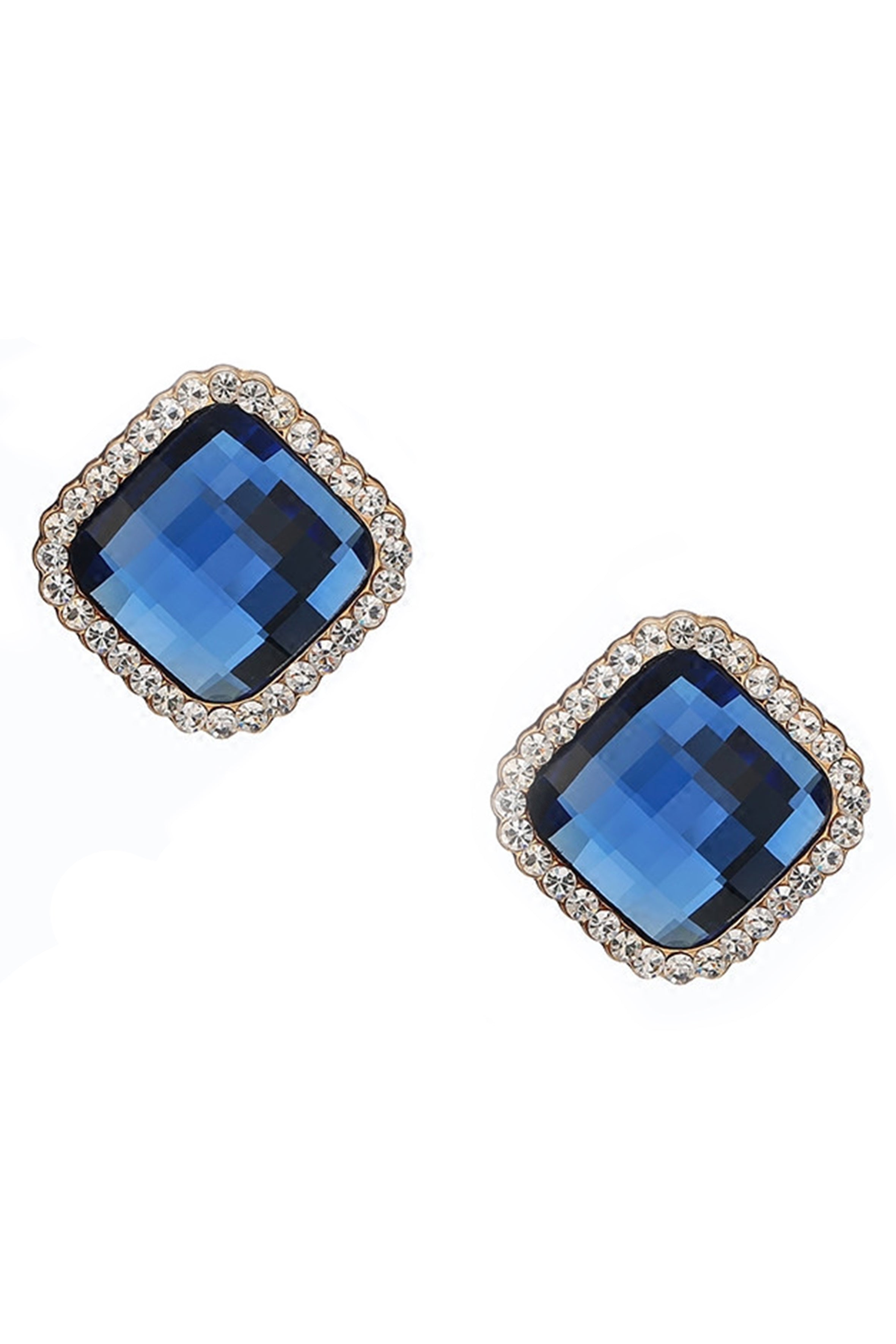 Pendientes de clip con diamantes de imitación cuadrados E8296