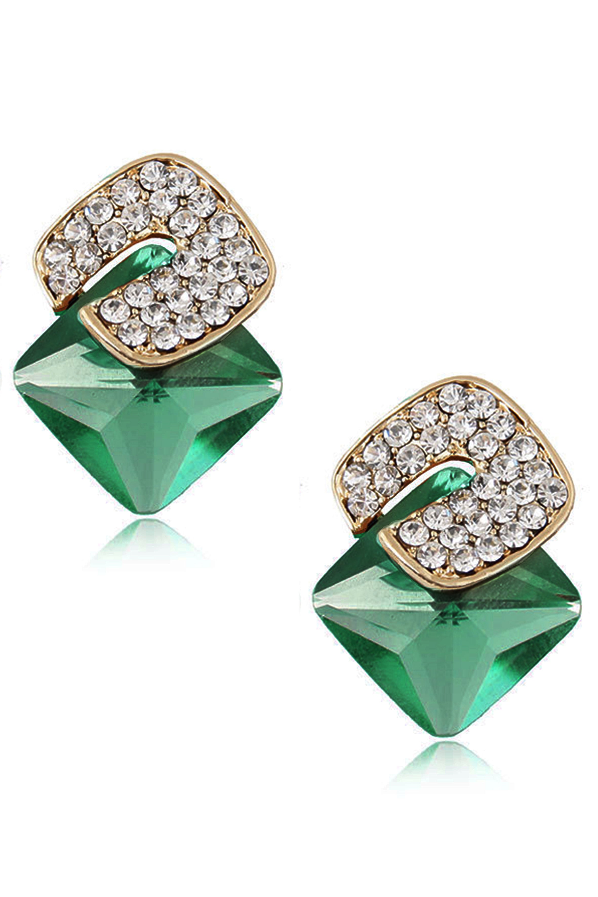 Pendientes de clip con forma de cubo cuadrado y diamantes de imitación E8297