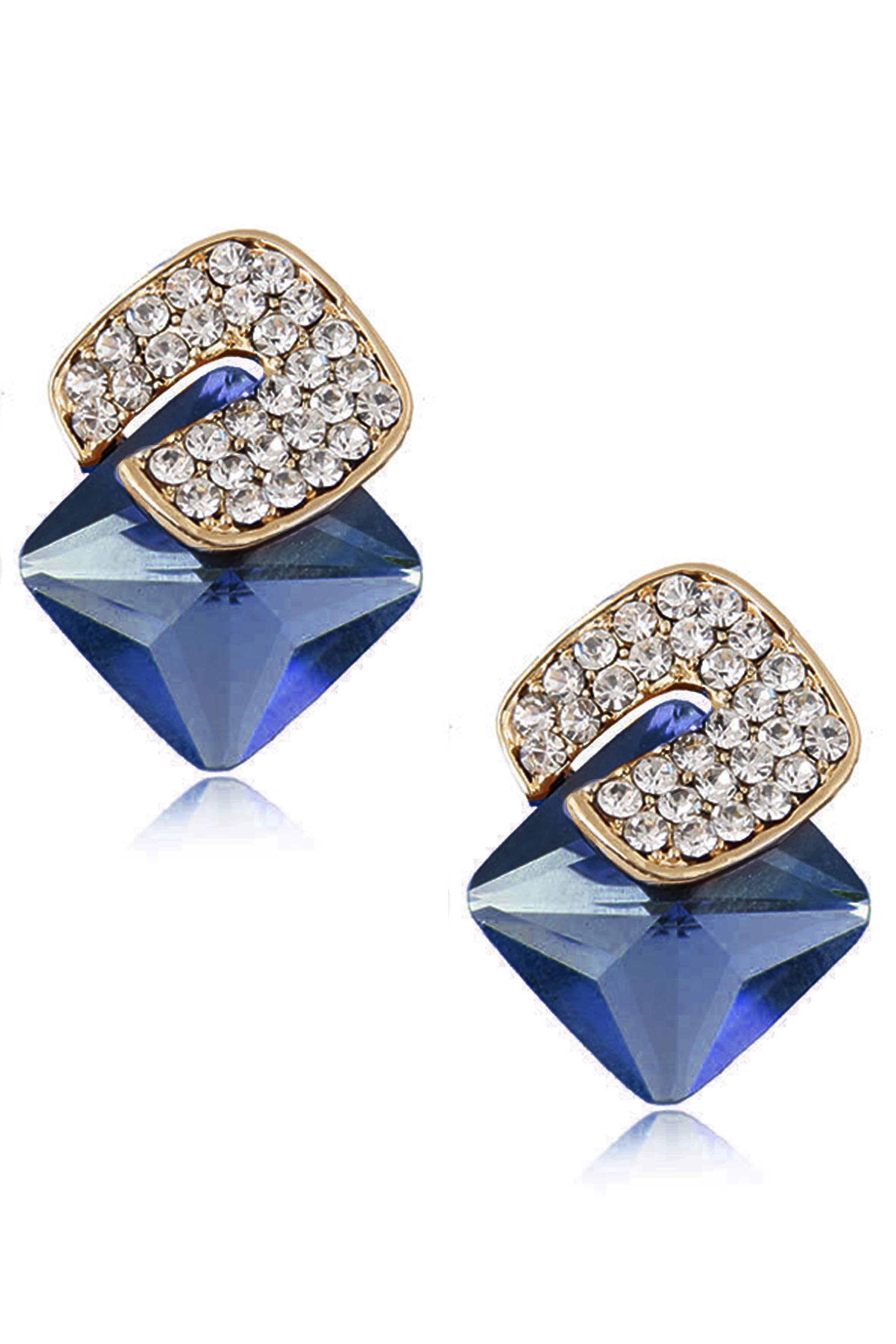 Pendientes de clip con forma de cubo cuadrado y diamantes de imitación E8297