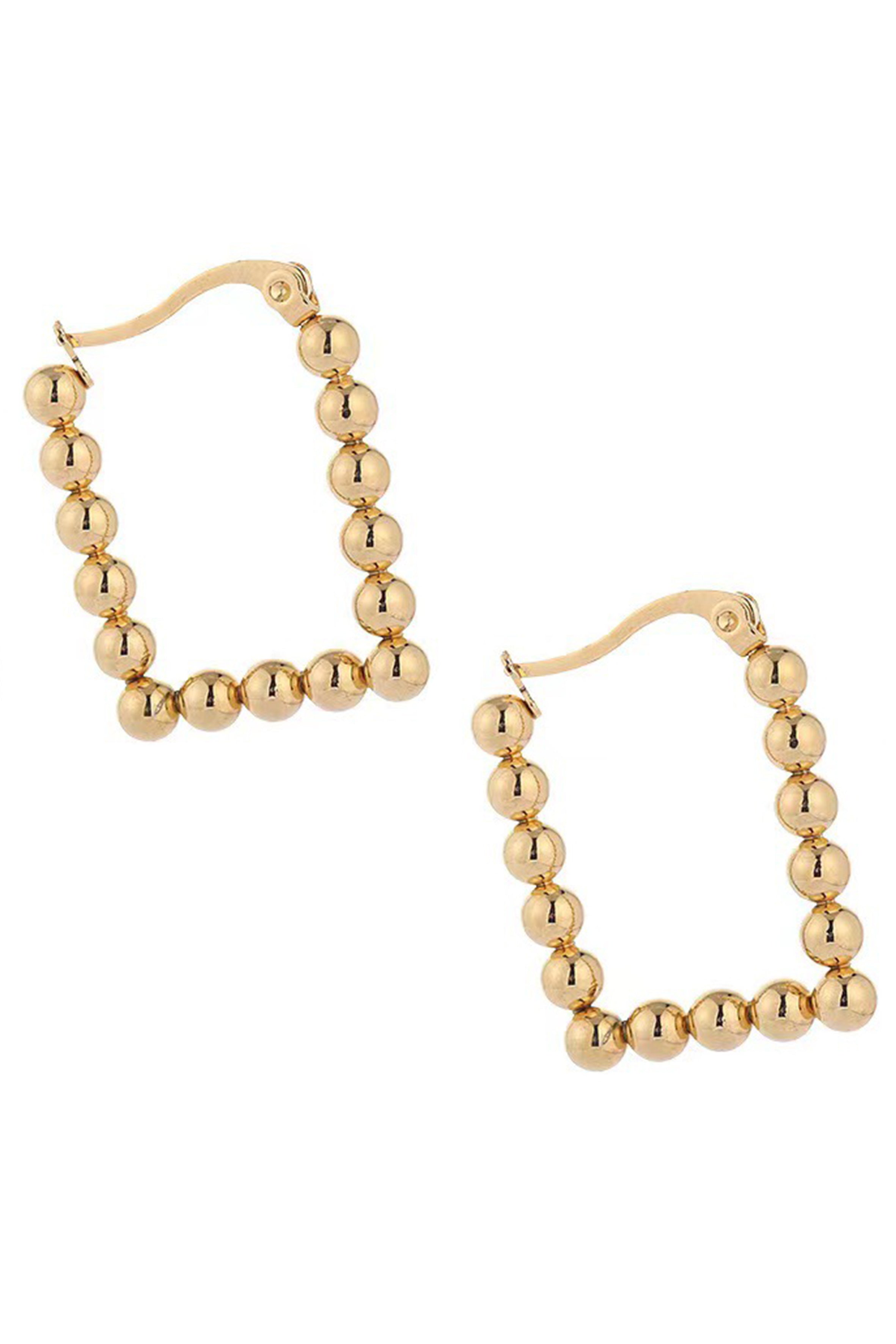 Pendientes de aro de acero inoxidable con cuentas cuadradas E8304