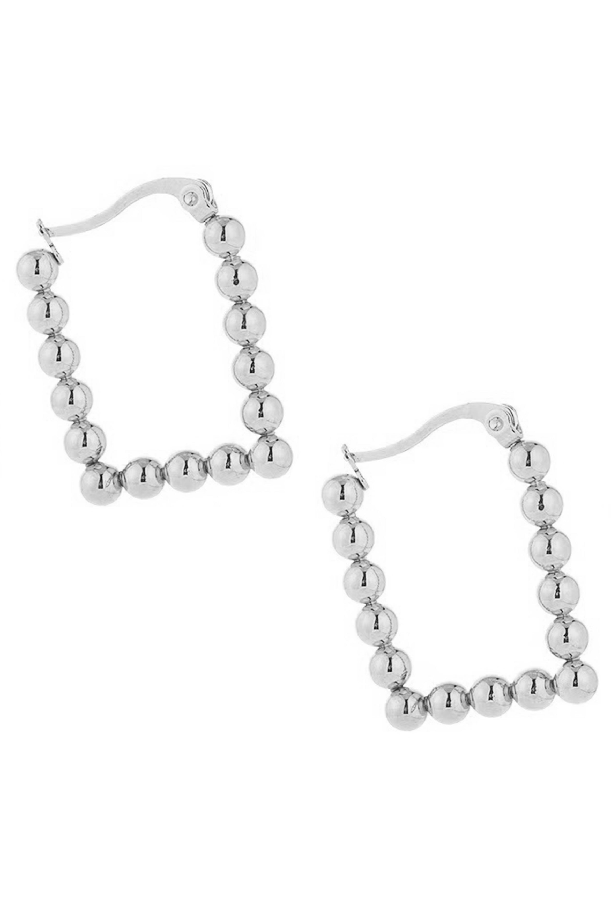 Pendientes de aro de acero inoxidable con cuentas cuadradas E8304