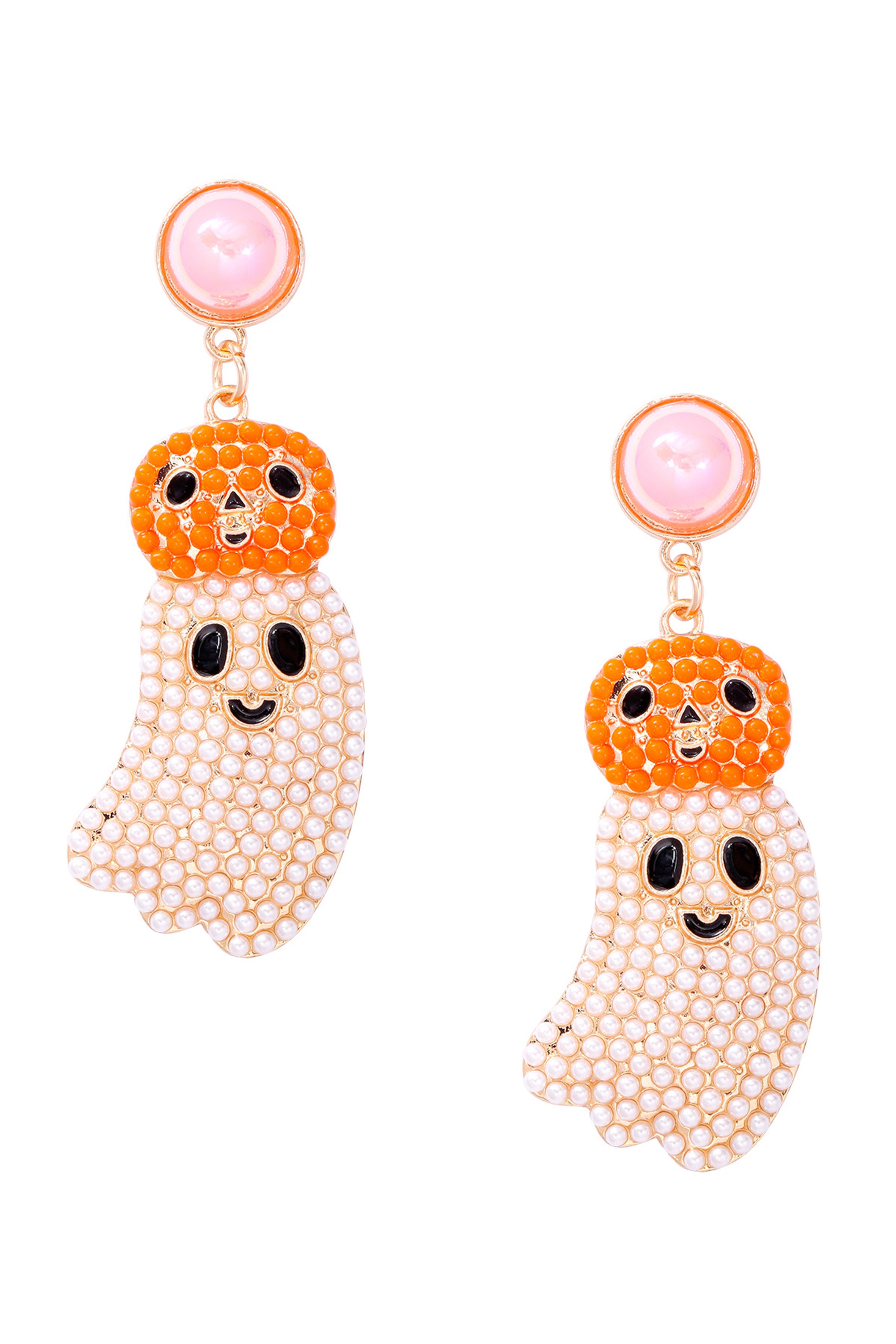 Pumpkin Ghost Bead Earrings E8330