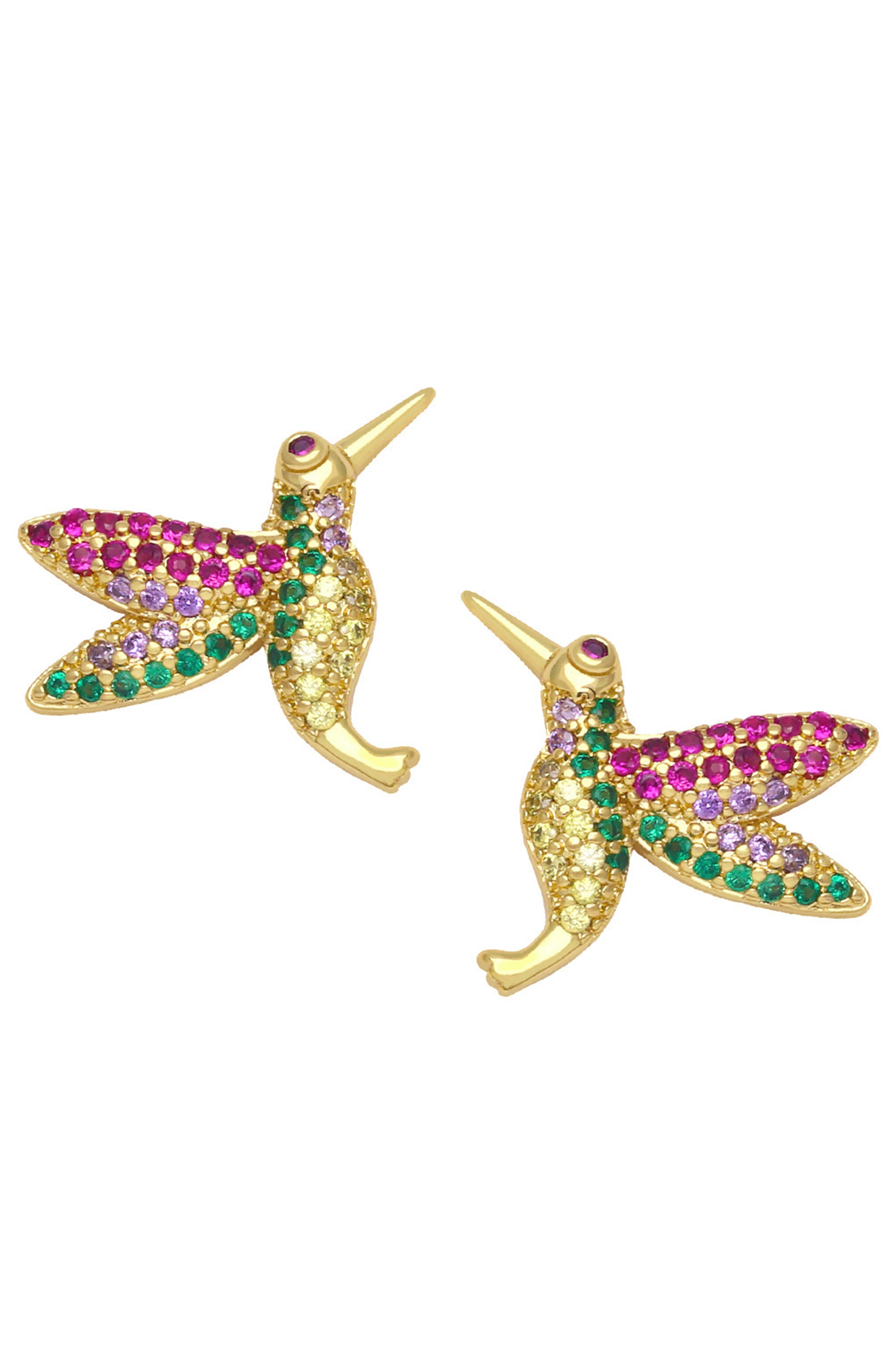 Pendientes de circonita cúbica con forma de pájaro E8356