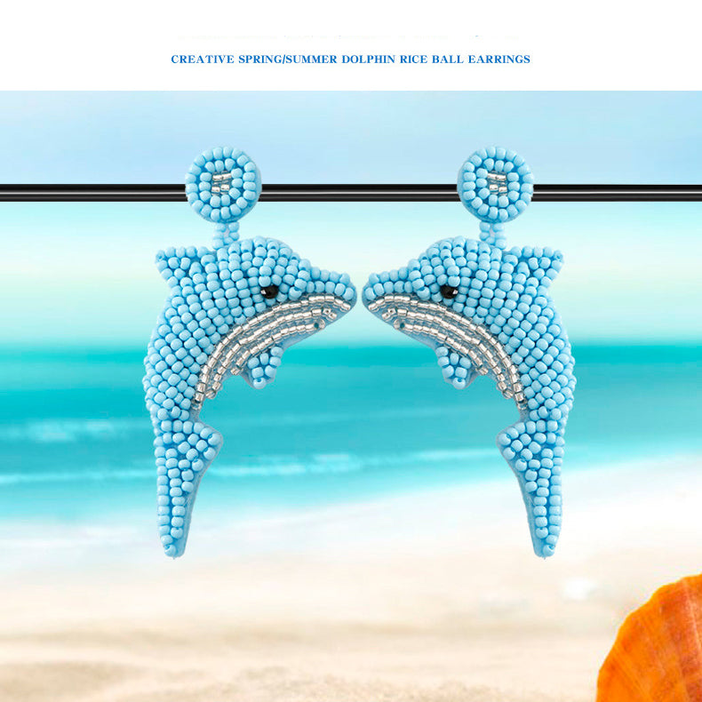 Blue Dolphin Seed Bead Earrings E8518 – Ole