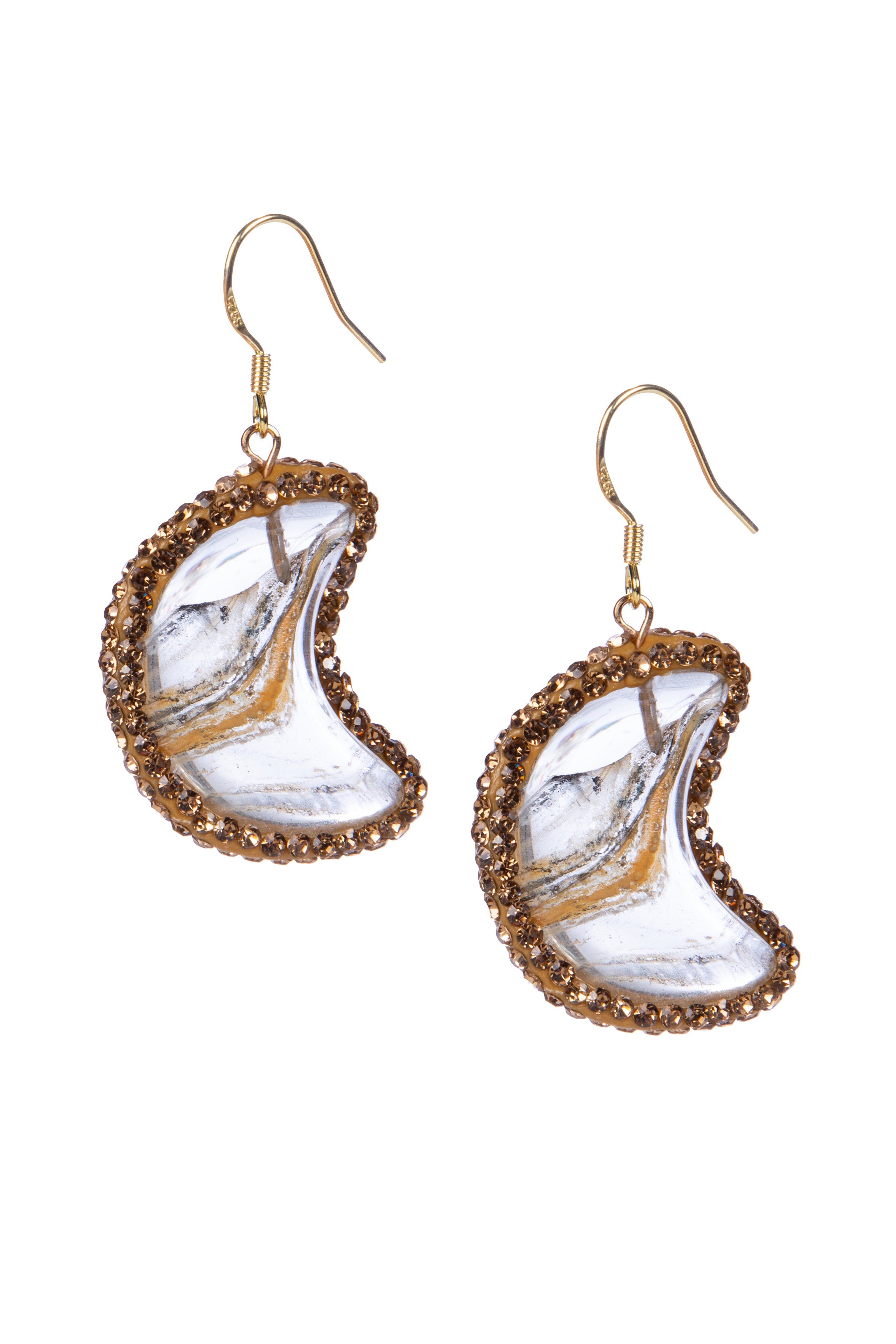 Pendientes de diamantes de imitación en forma de media luna E8545